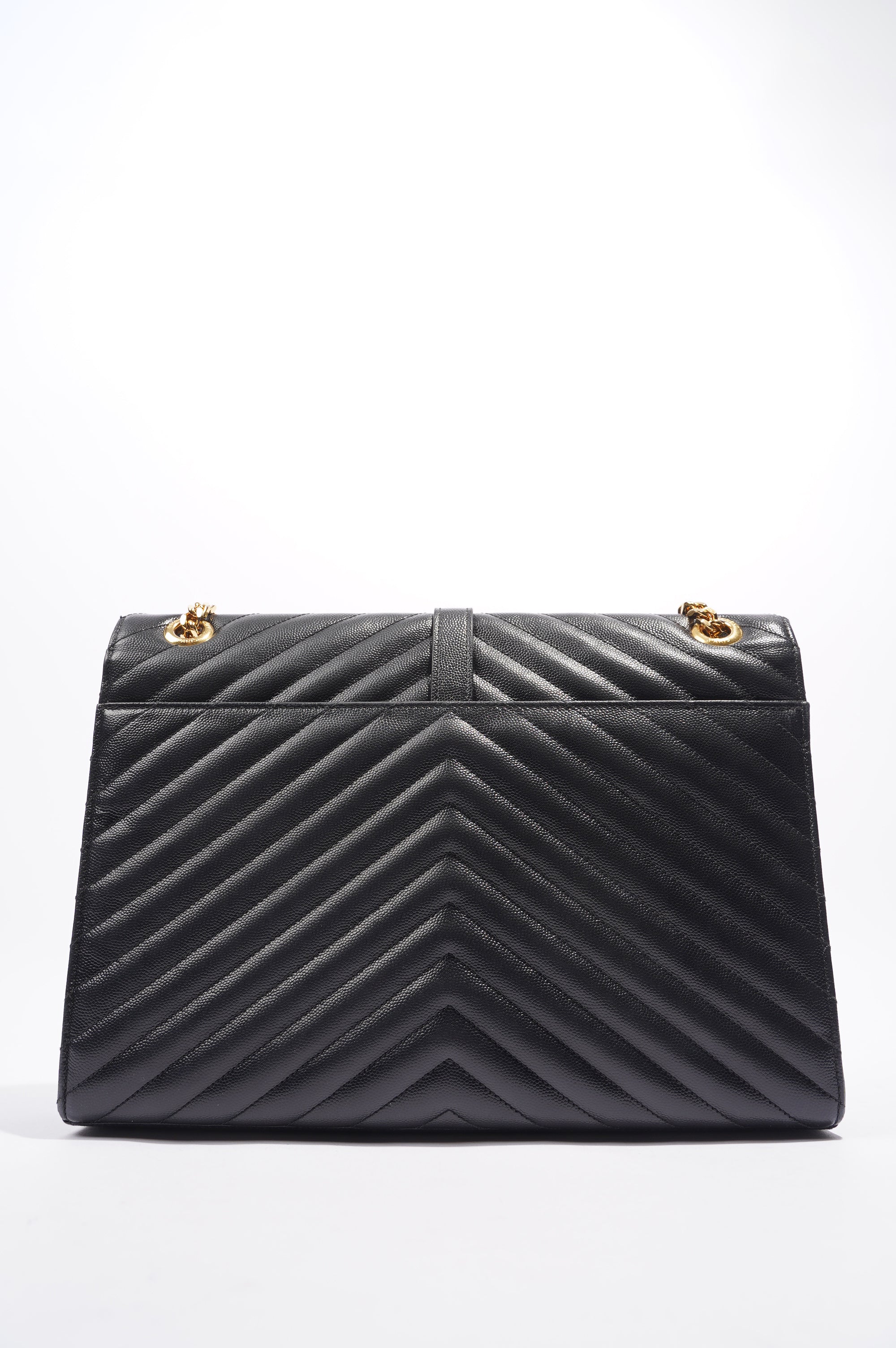 Saint Laurent Envelope Chain Flap Bag Black Matelasse Leather Large
