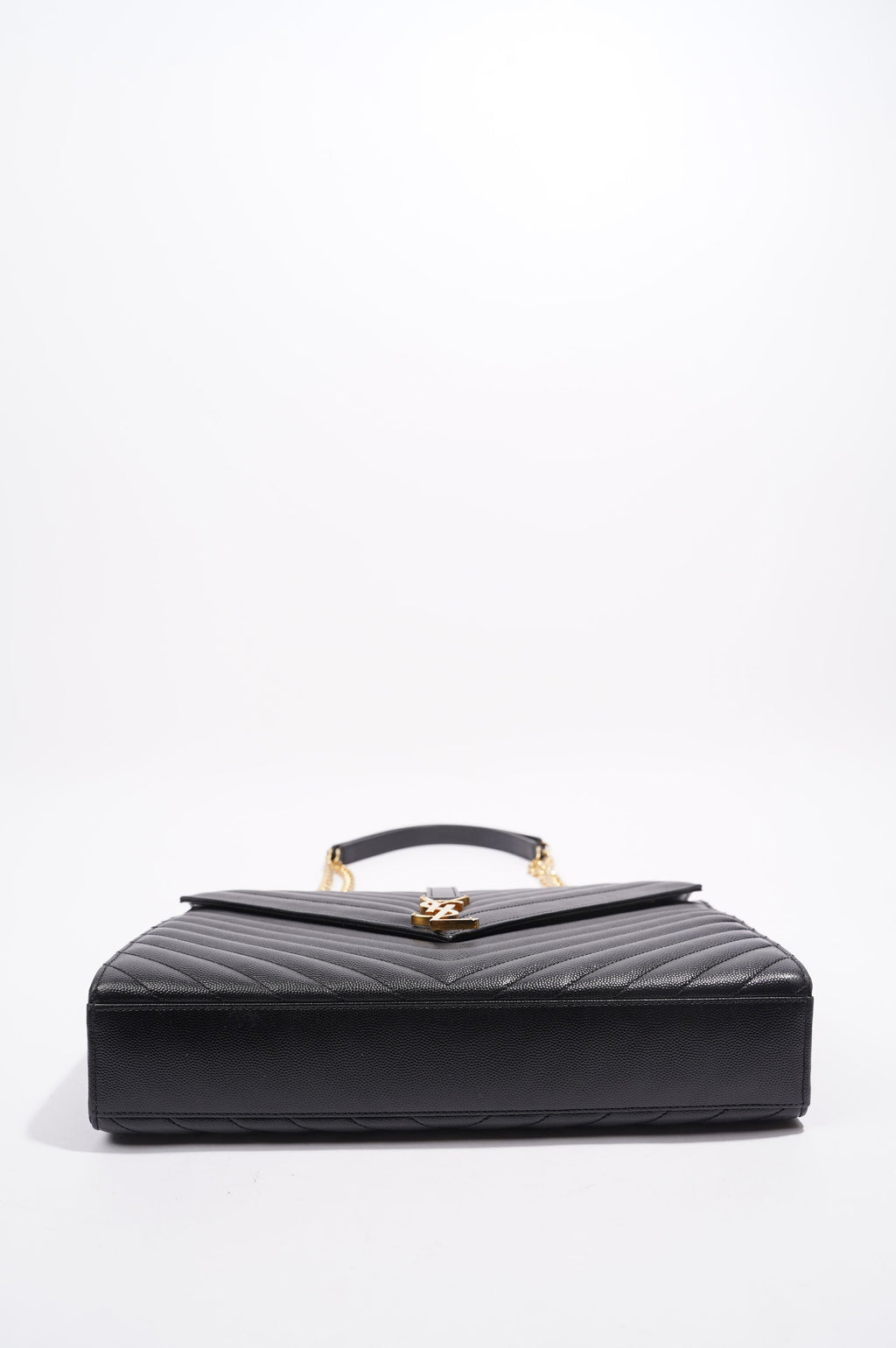 Saint Laurent Envelope Chain Flap Bag Black Matelasse Leather Large
