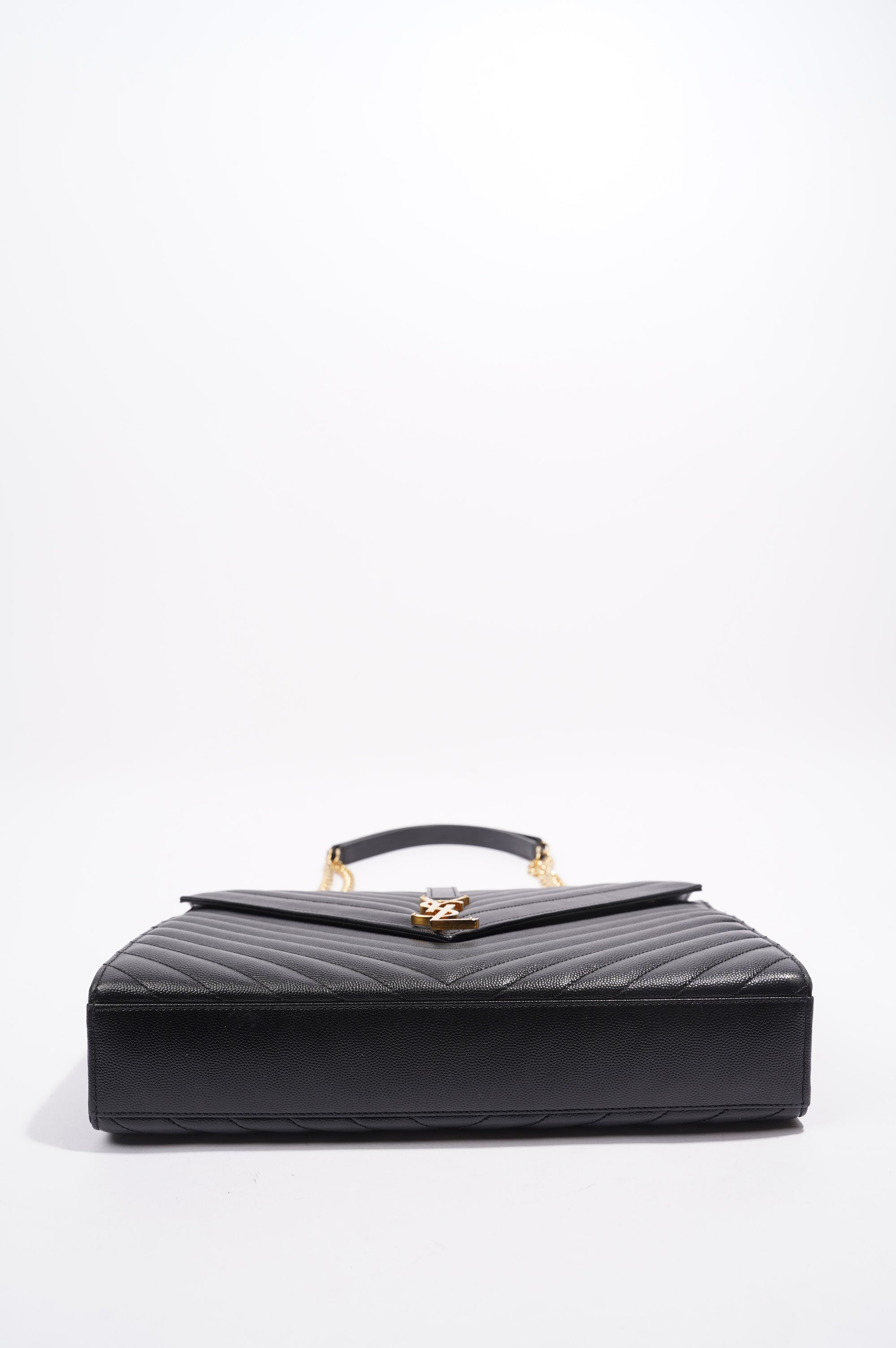 Saint Laurent Envelope Chain Flap Bag Black Matelasse Leather Large