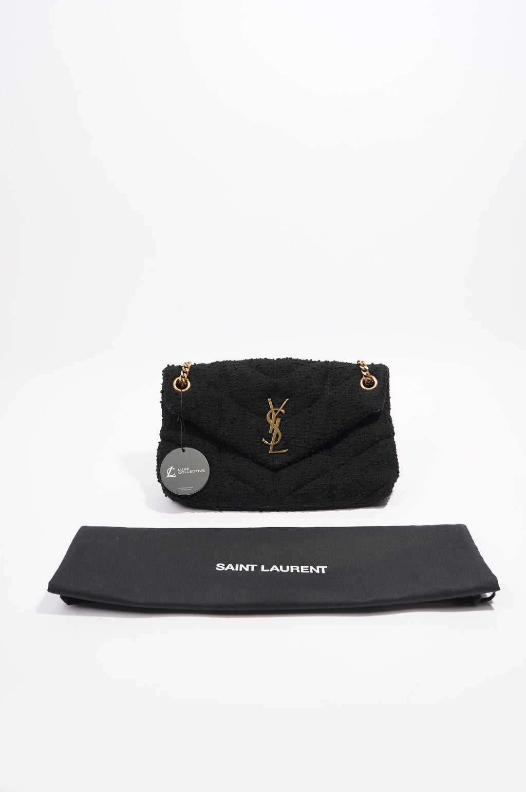 Saint Laurent Puffer Tweed Bag Black Tweed