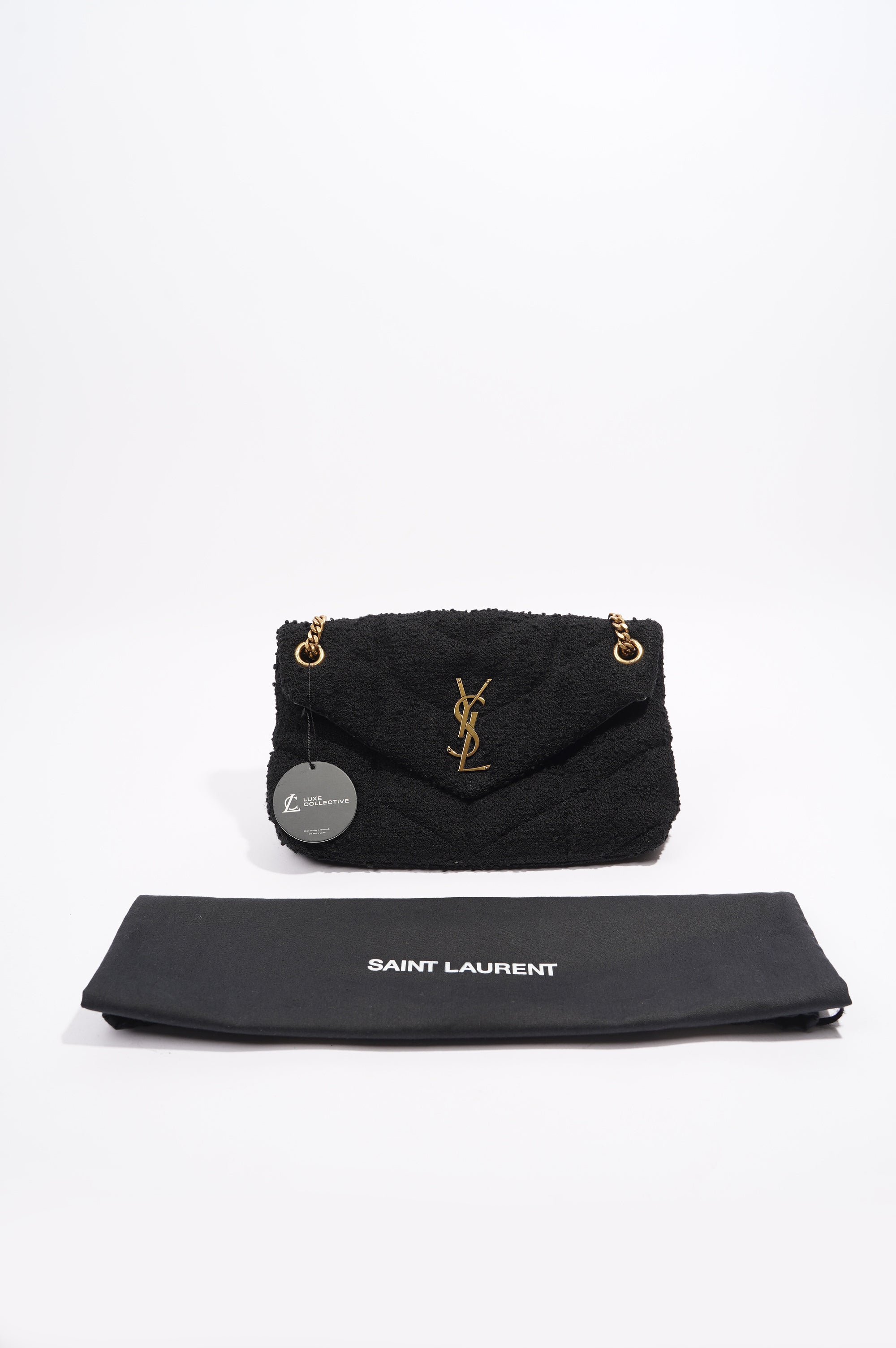 Saint Laurent Puffer Tweed Bag Black Tweed