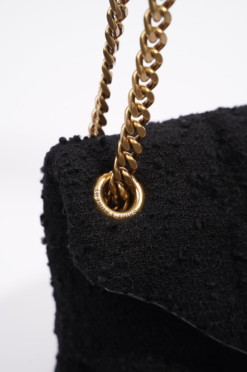 Saint Laurent Puffer Tweed Bag Black Tweed