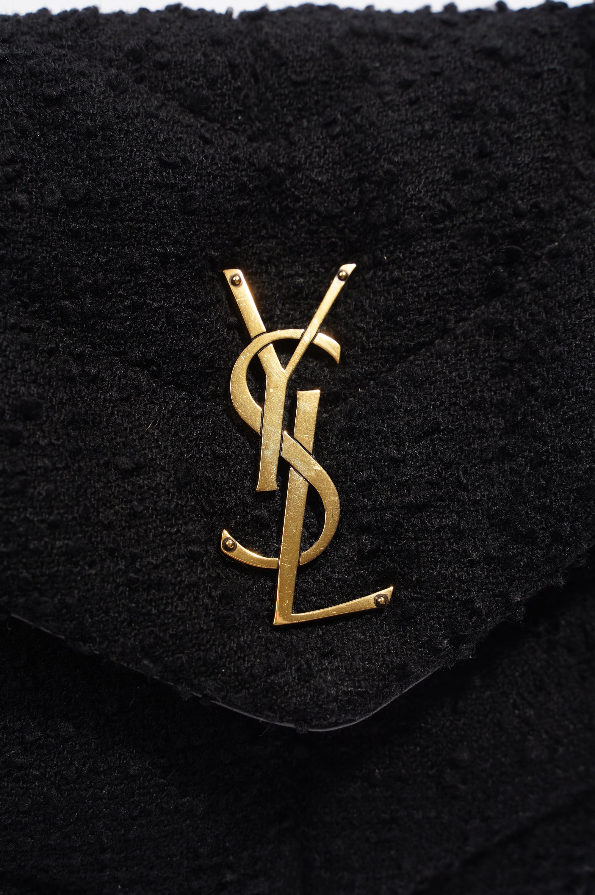 Saint Laurent Puffer Tweed Bag Black Tweed