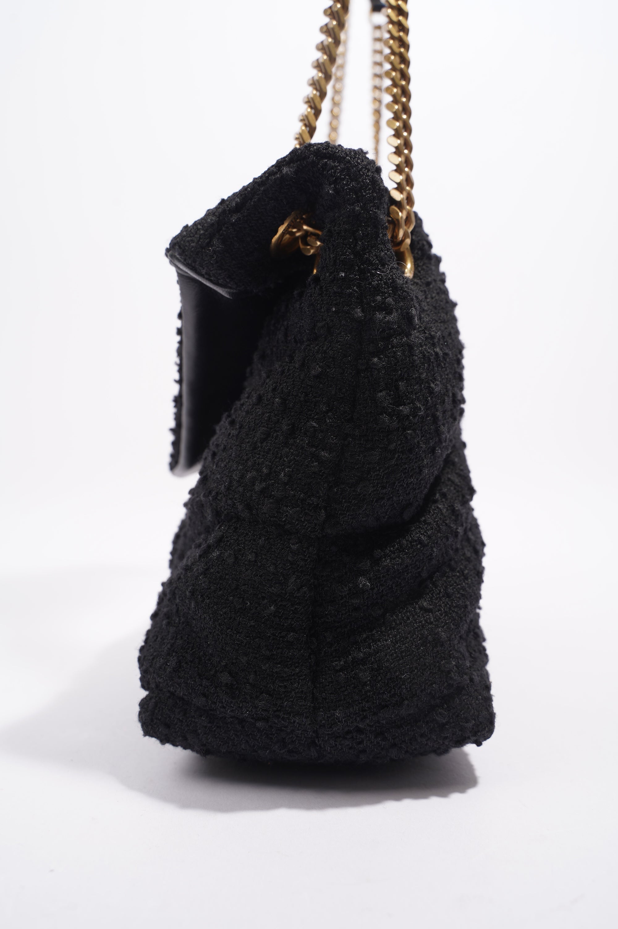 Saint Laurent Puffer Tweed Bag Black Tweed