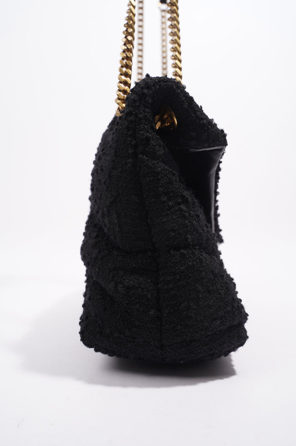 Saint Laurent Puffer Tweed Bag Black Tweed