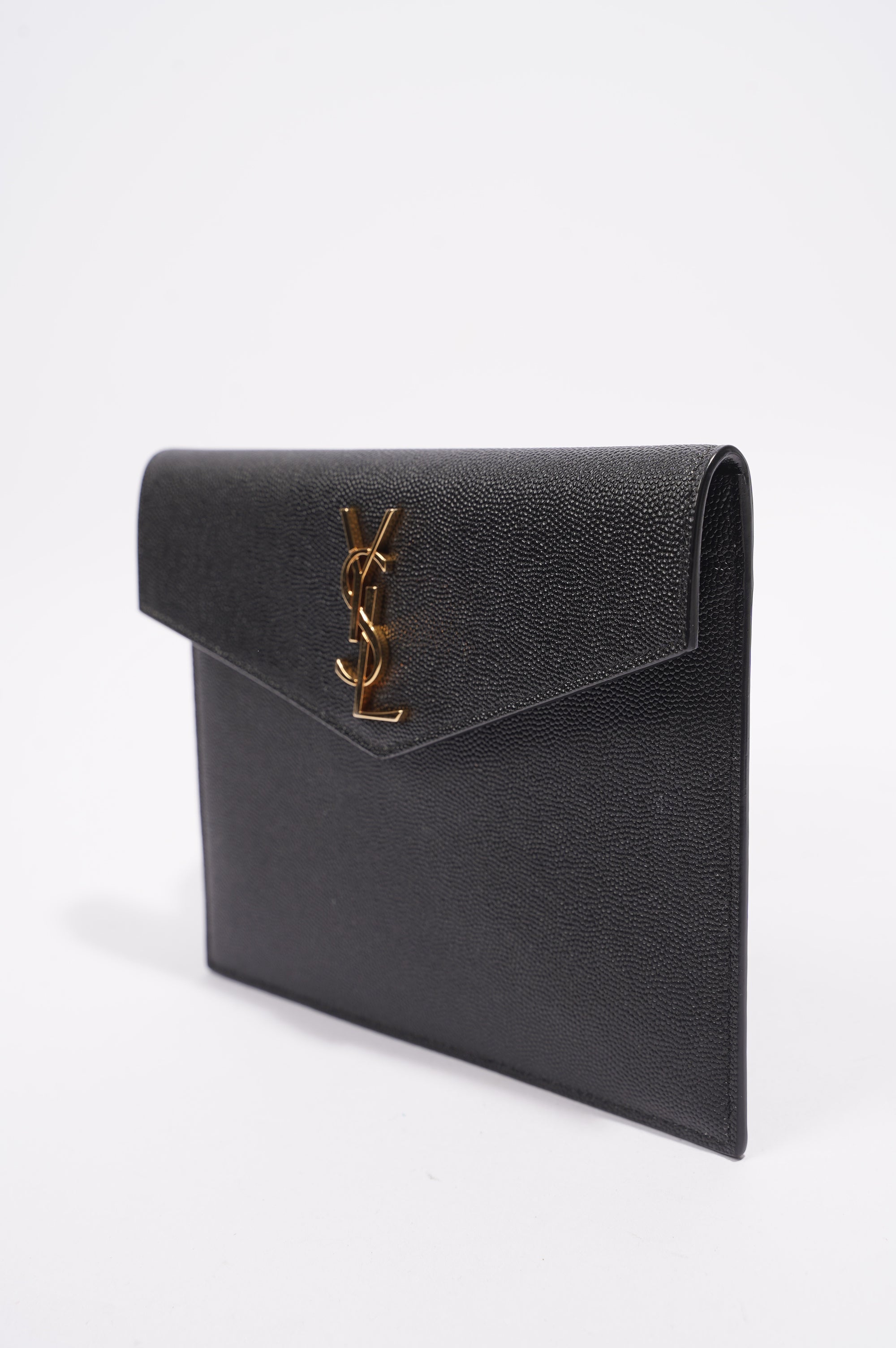 Saint Laurent Uptown Pouch Black Grained Leather Baby