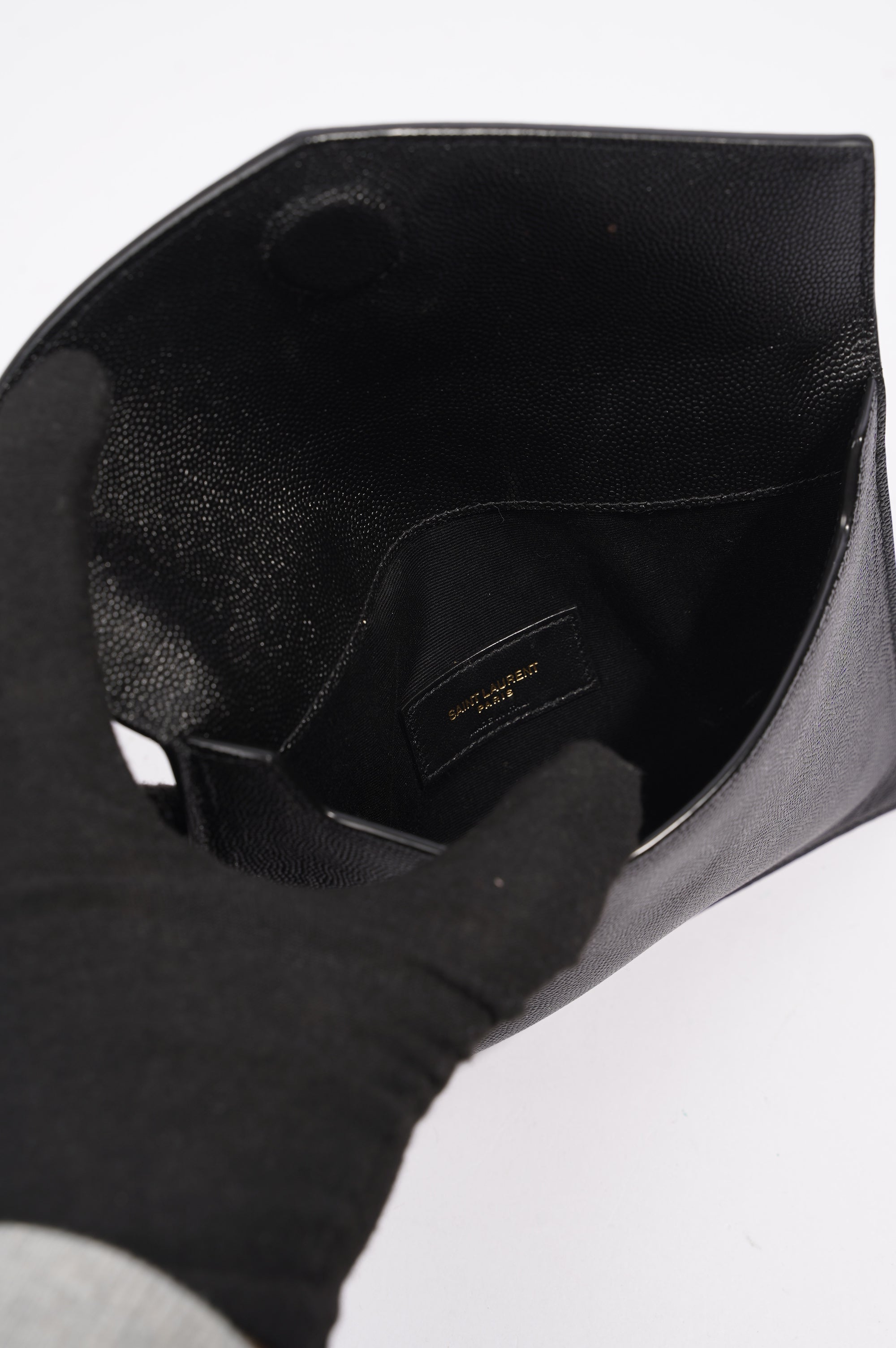 Saint Laurent Uptown Pouch Black Grained Leather Baby