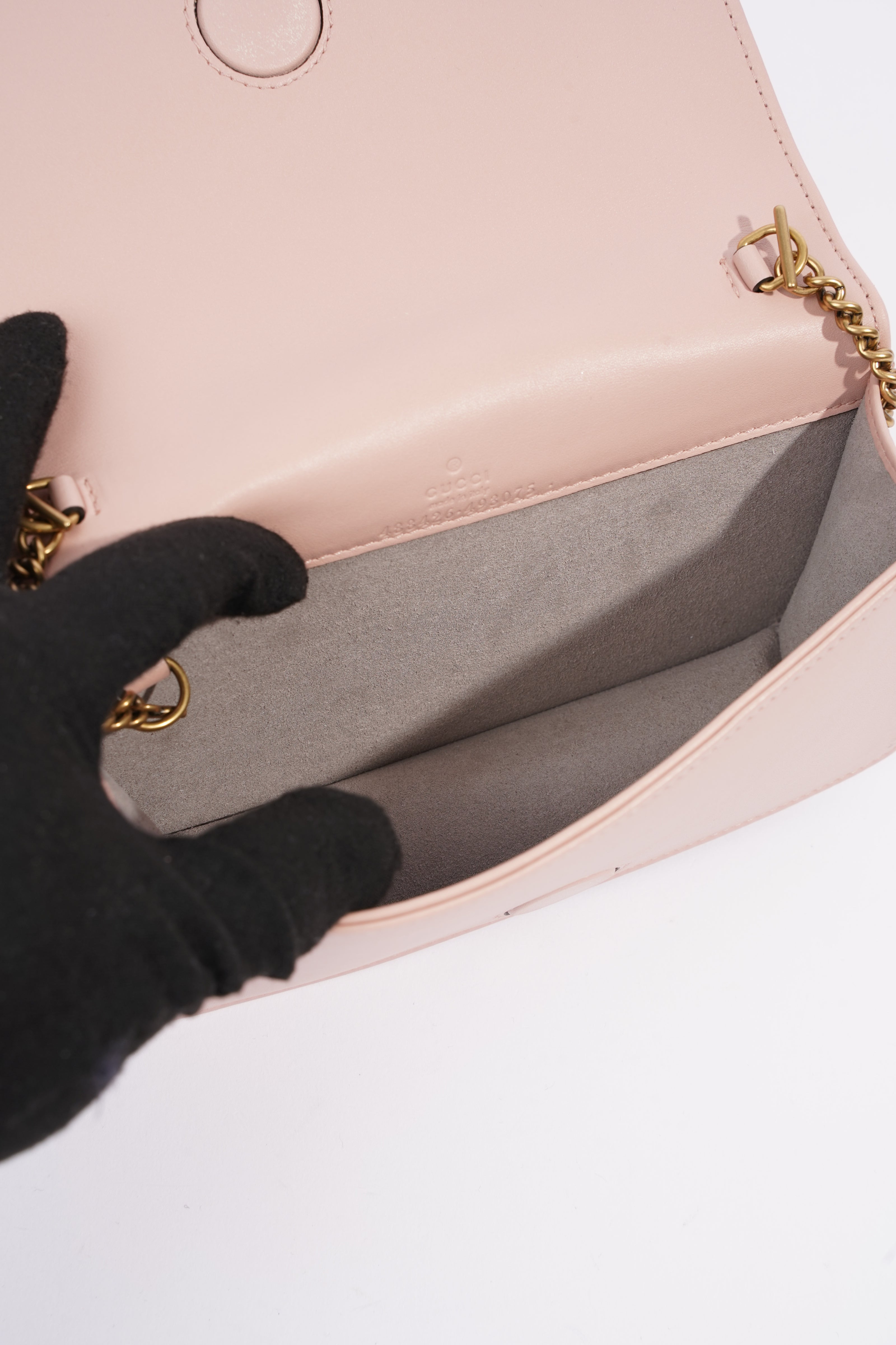 Gucci Marmont Chain Flap Pink Leather Mini
