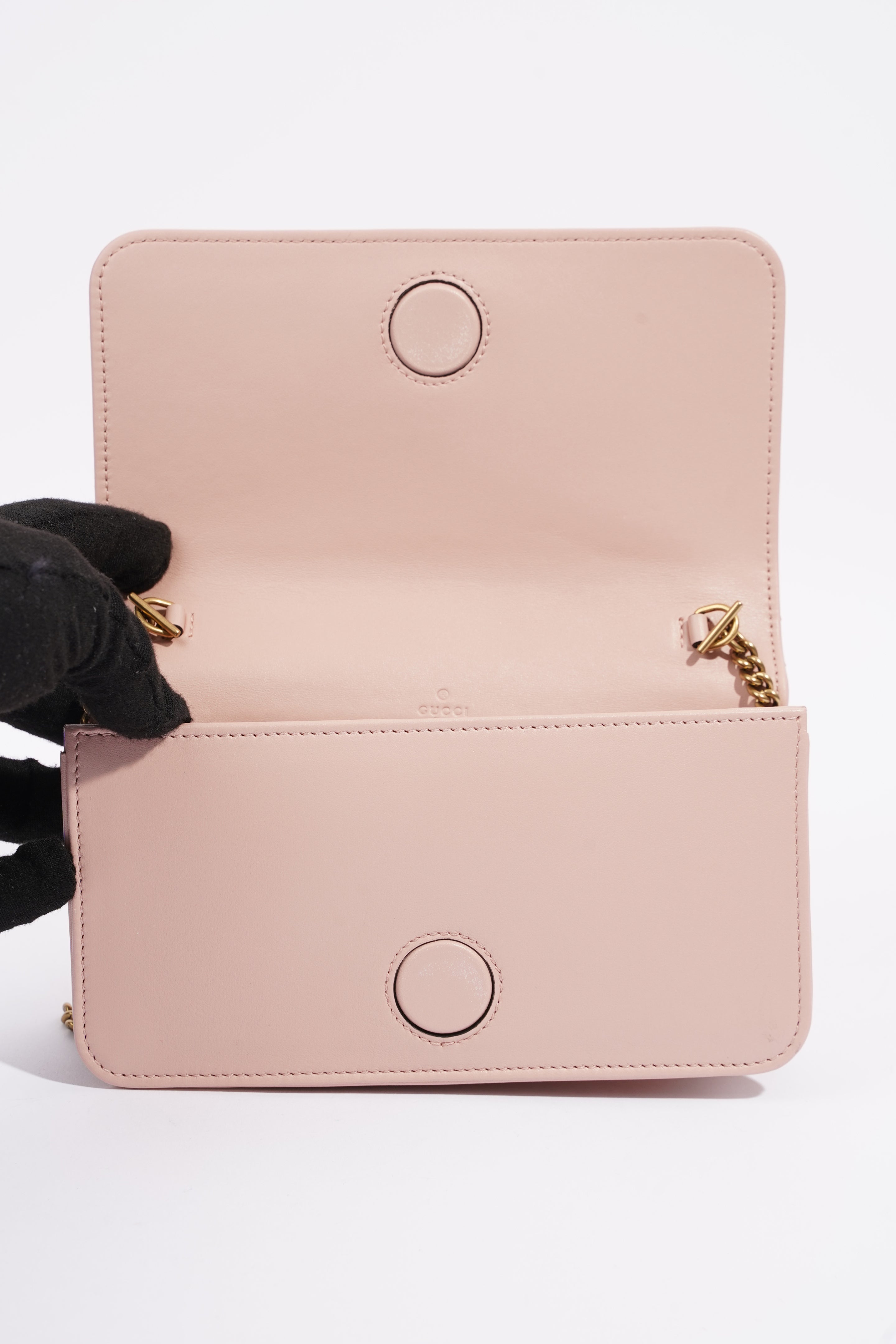 Gucci Marmont Chain Flap Pink Leather Mini