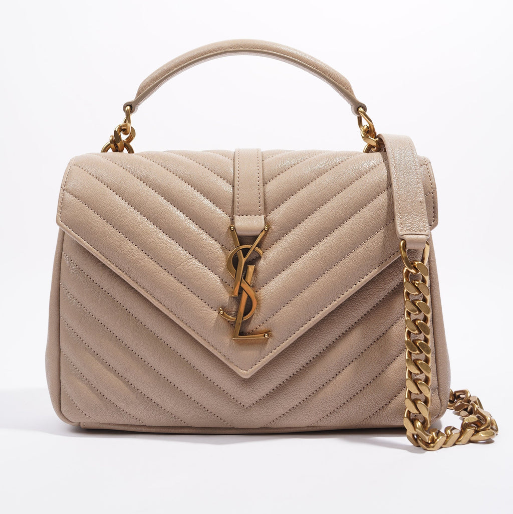 Saint Laurent College Bag Nude Lambskin Leather Small