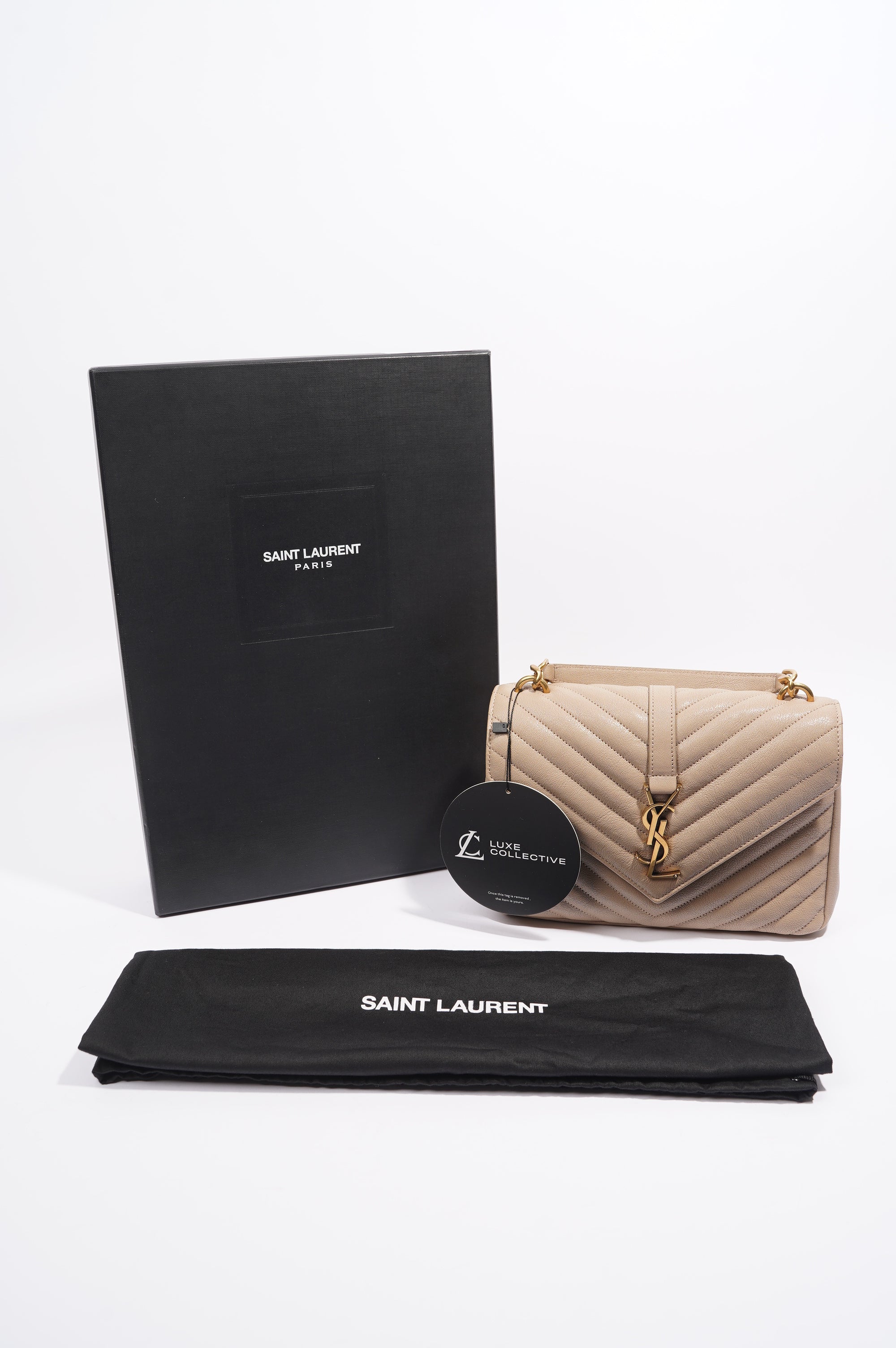 Saint Laurent College Bag Nude Lambskin Leather Small