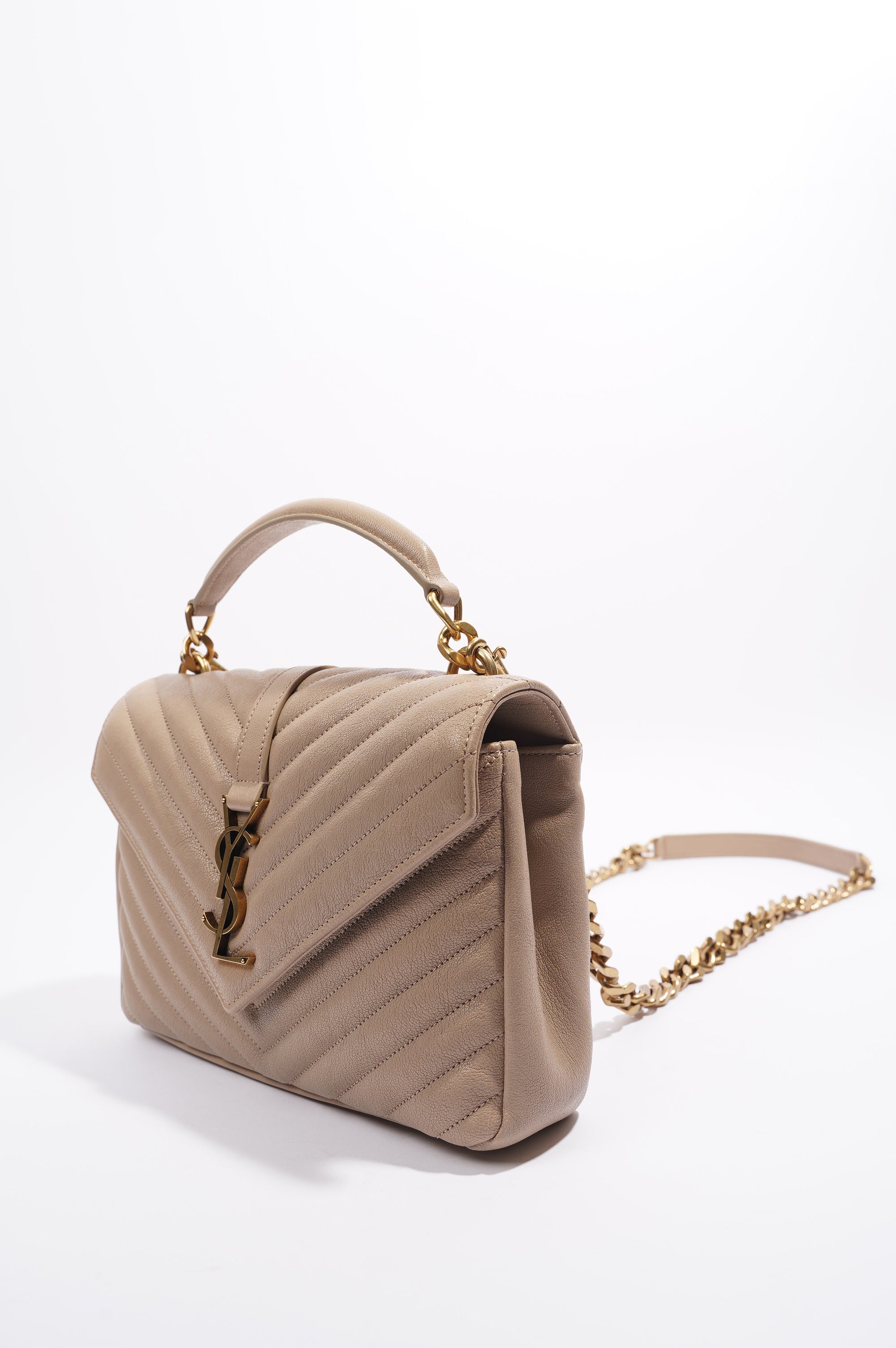 Saint Laurent College Bag Nude Lambskin Leather Small