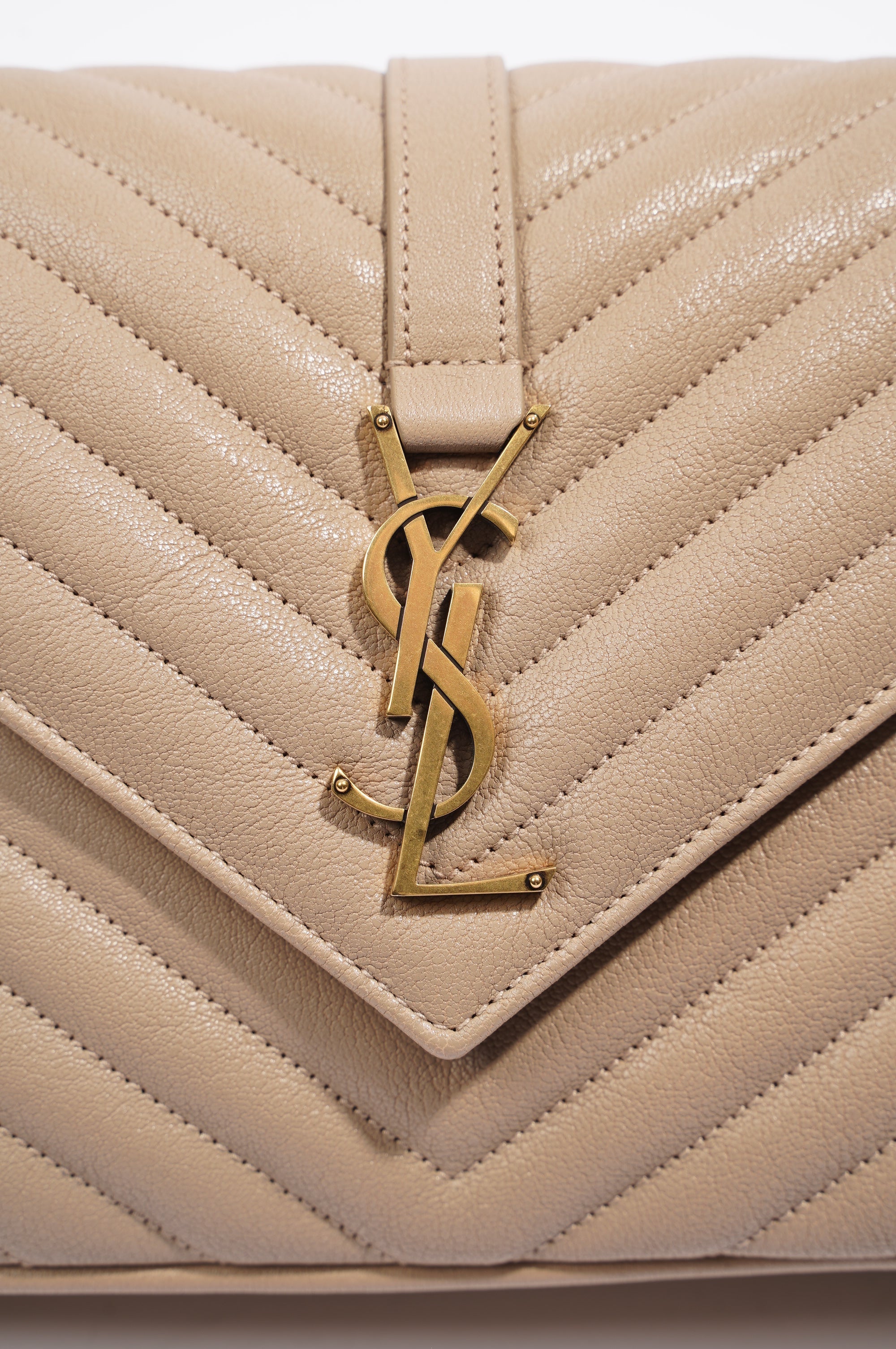 Saint Laurent College Bag Nude Lambskin Leather Small