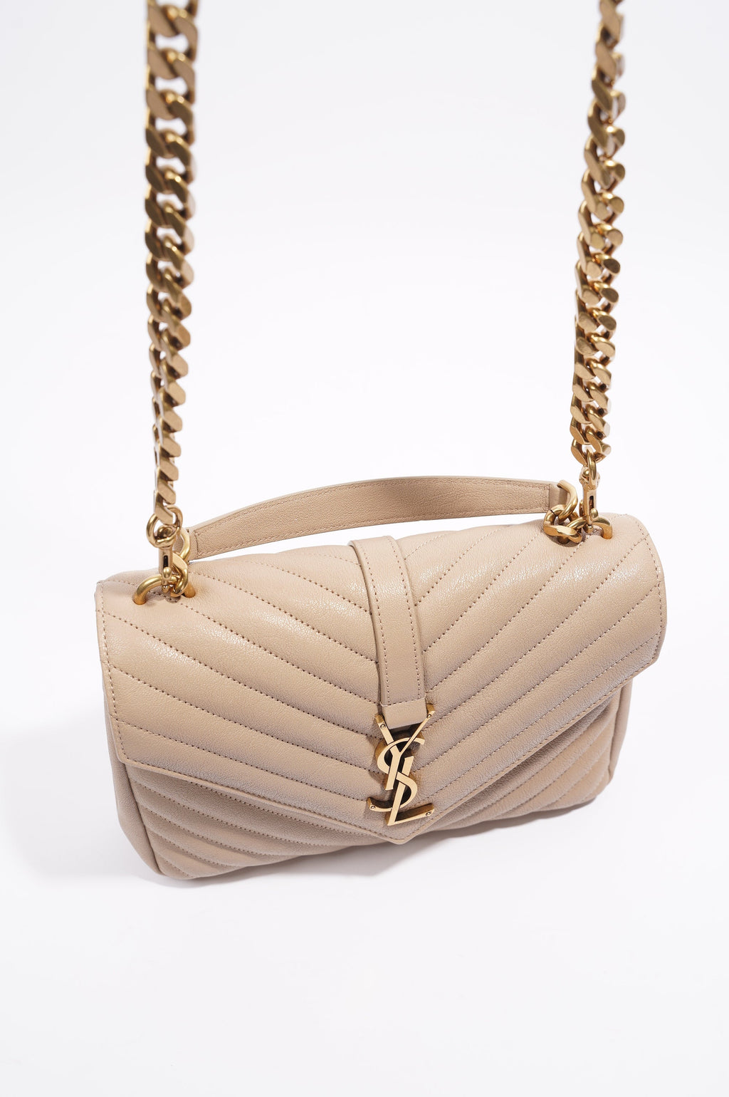 Saint Laurent College Bag Nude Lambskin Leather Small