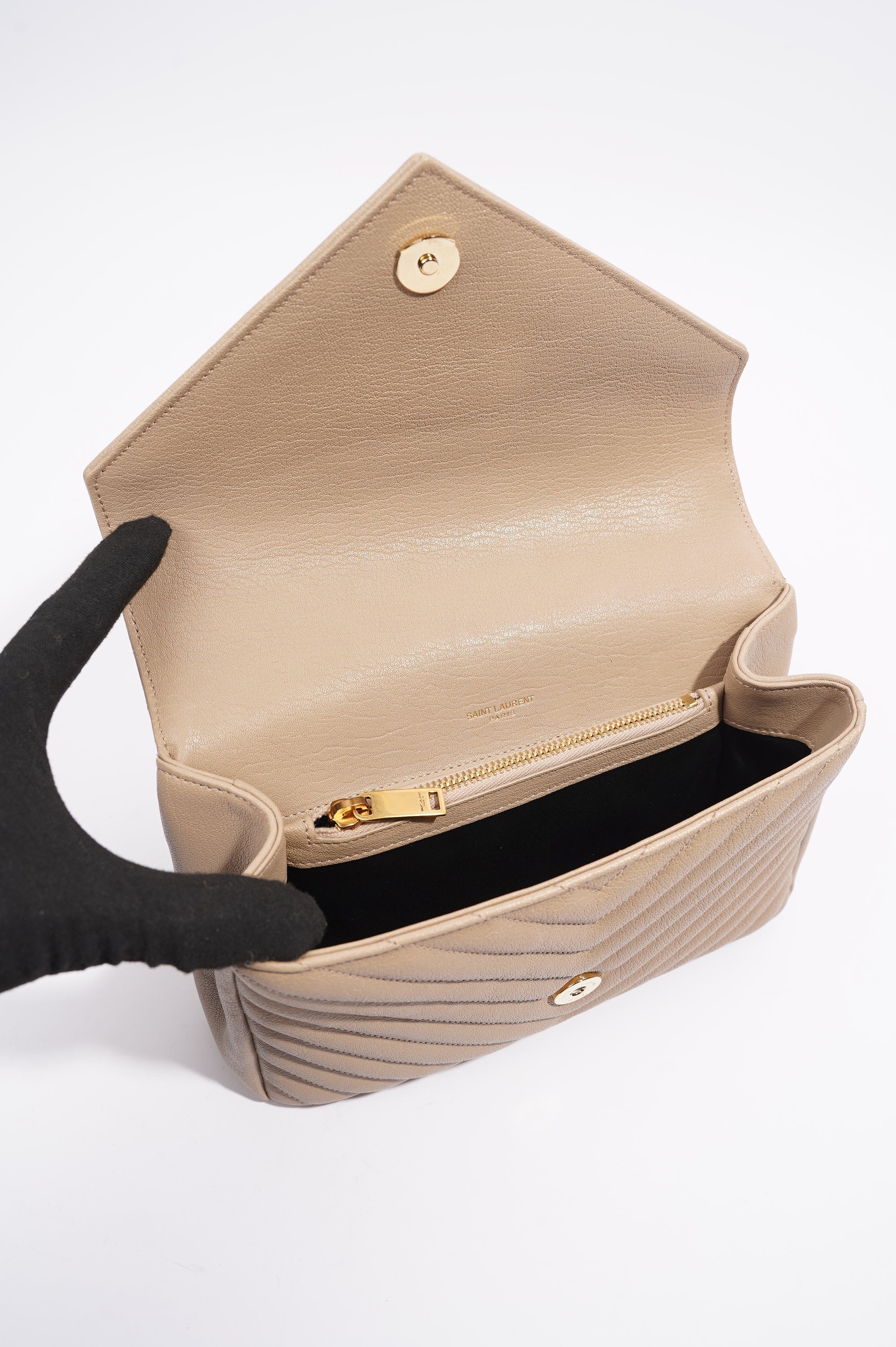 Saint Laurent College Bag Nude Lambskin Leather Small