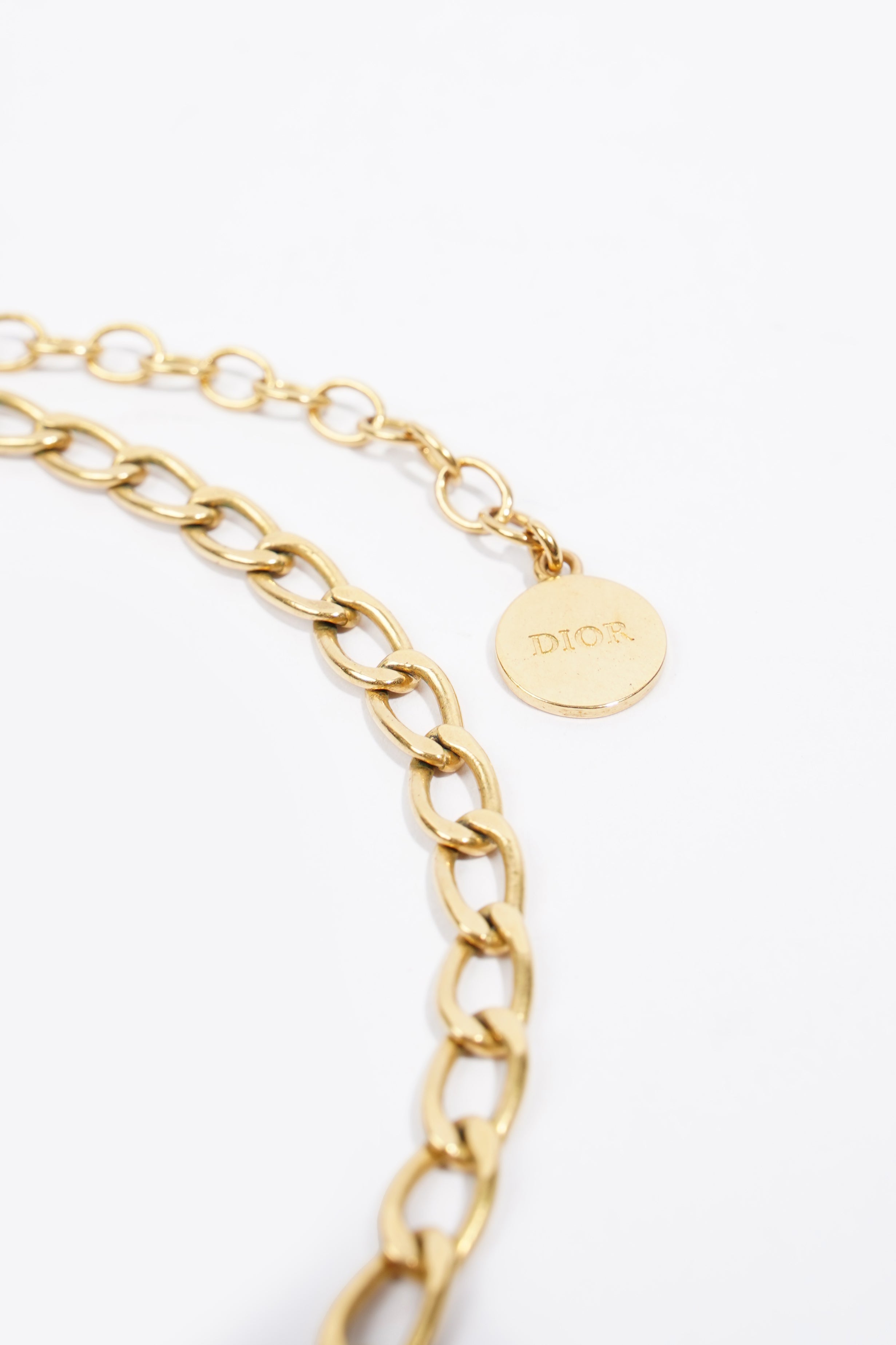 Christian Dior Petite CD Choker Necklace Gold Base Metal