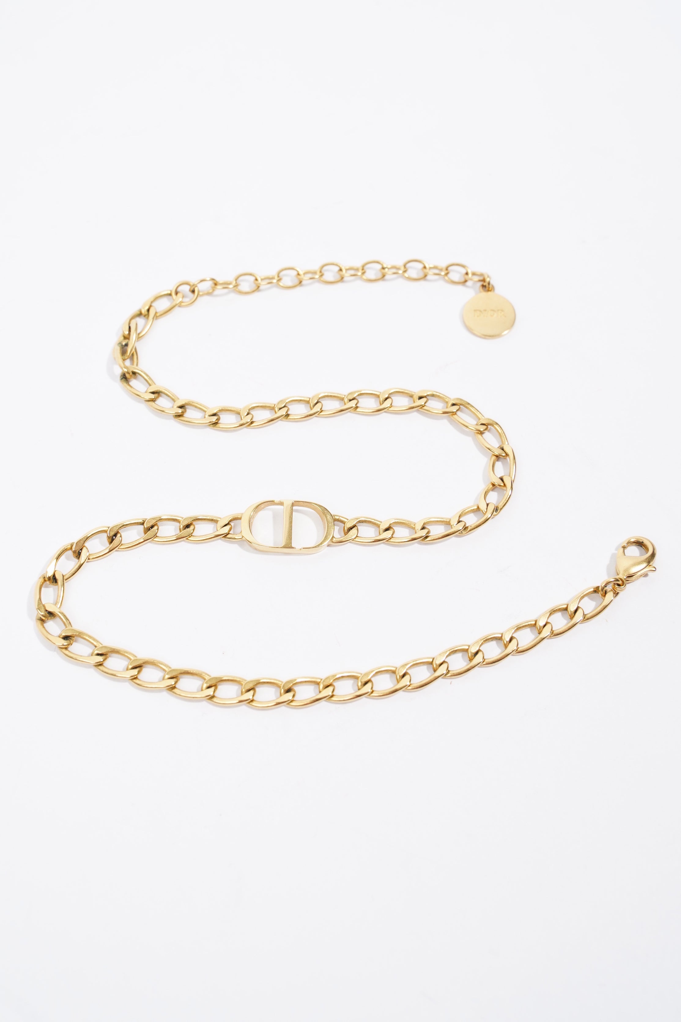 Christian Dior Petite CD Choker Necklace Gold Base Metal