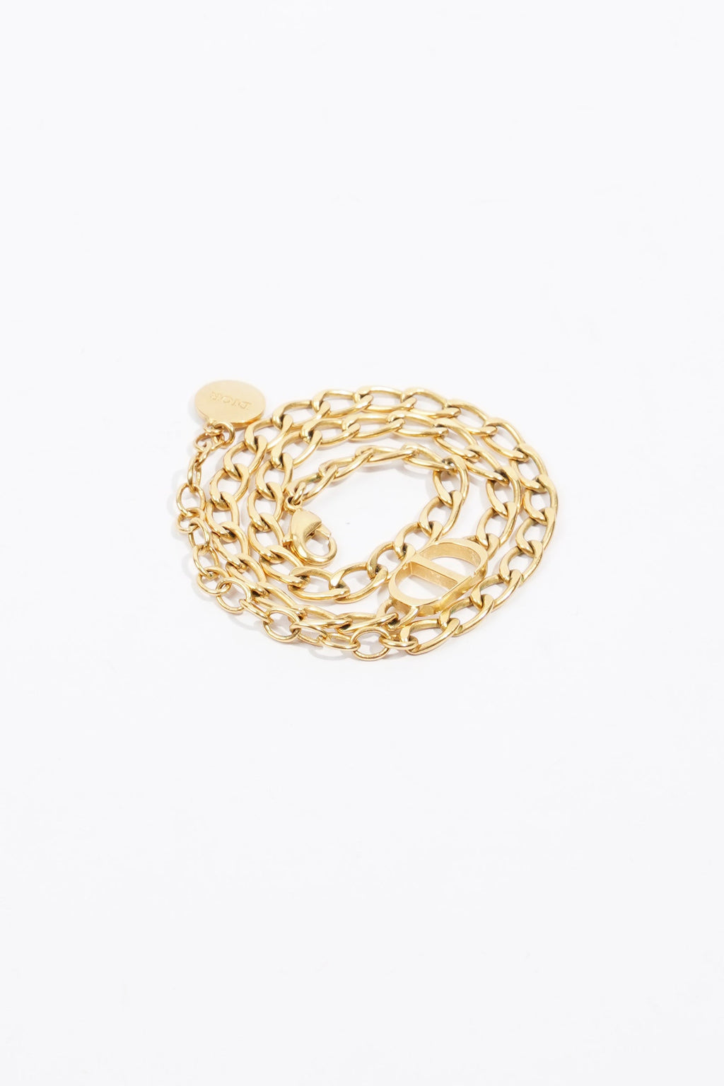 Christian Dior Petite CD Choker Necklace Gold Base Metal