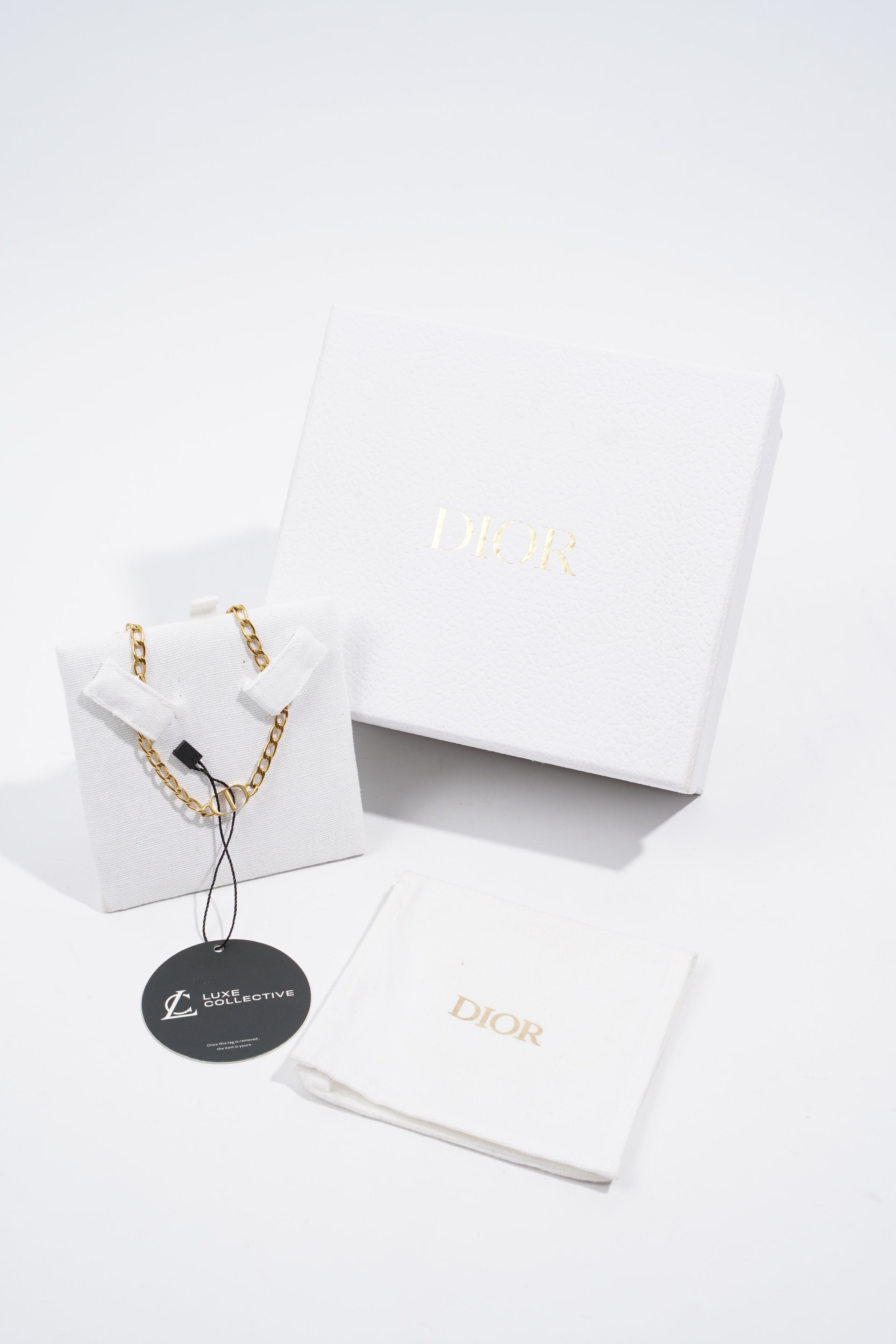 Christian Dior Petite CD Choker Necklace Gold Base Metal
