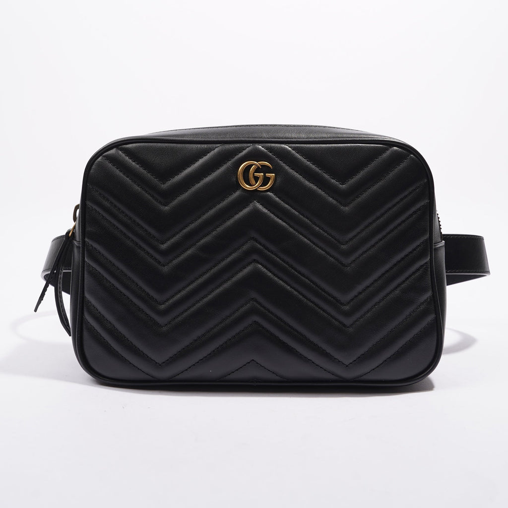 Gucci Marmont Belt Bag Black Matelasse Leather 80cm 32"