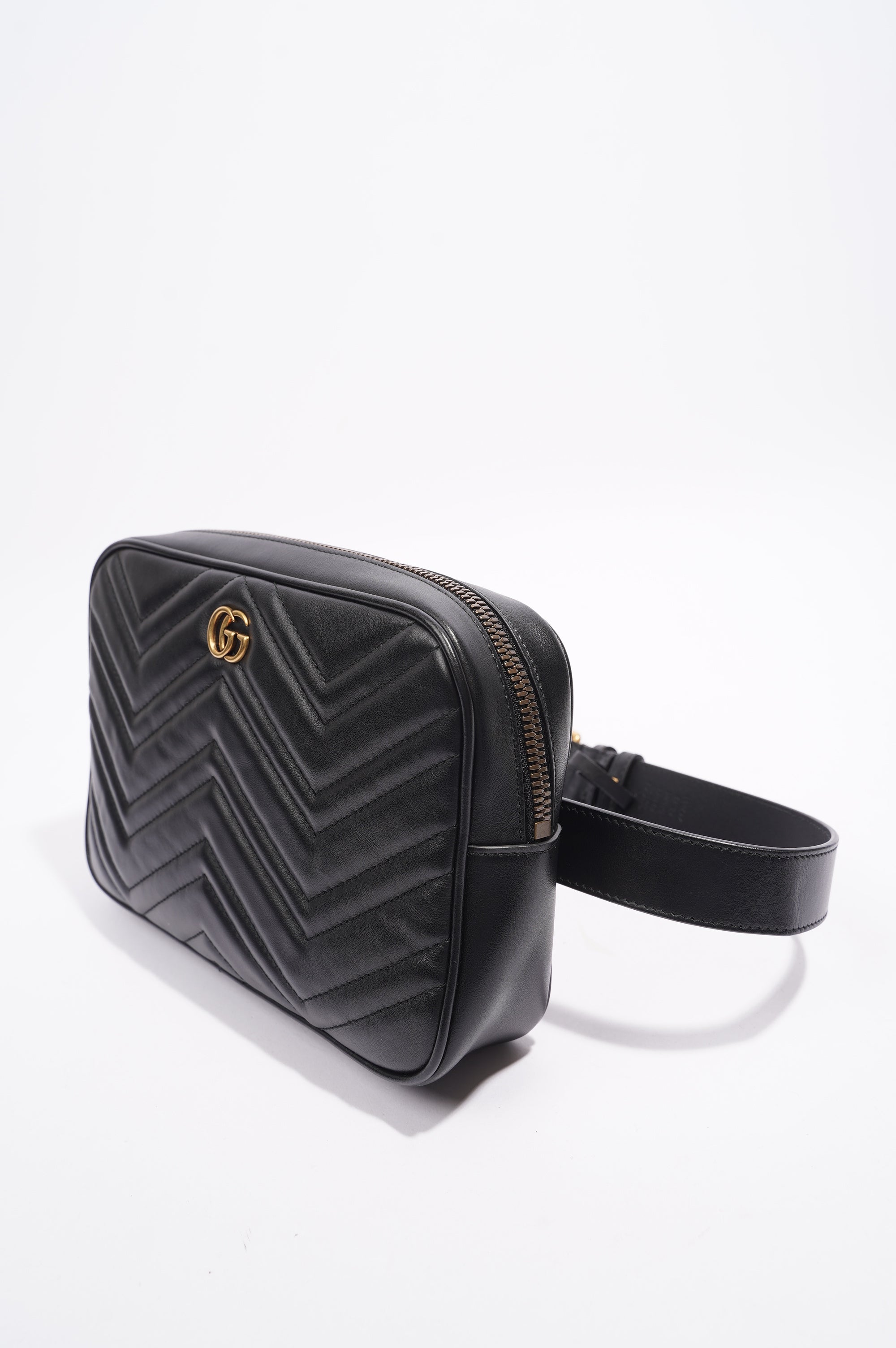 Gucci Marmont Belt Bag Black Matelasse Leather 80cm 32"