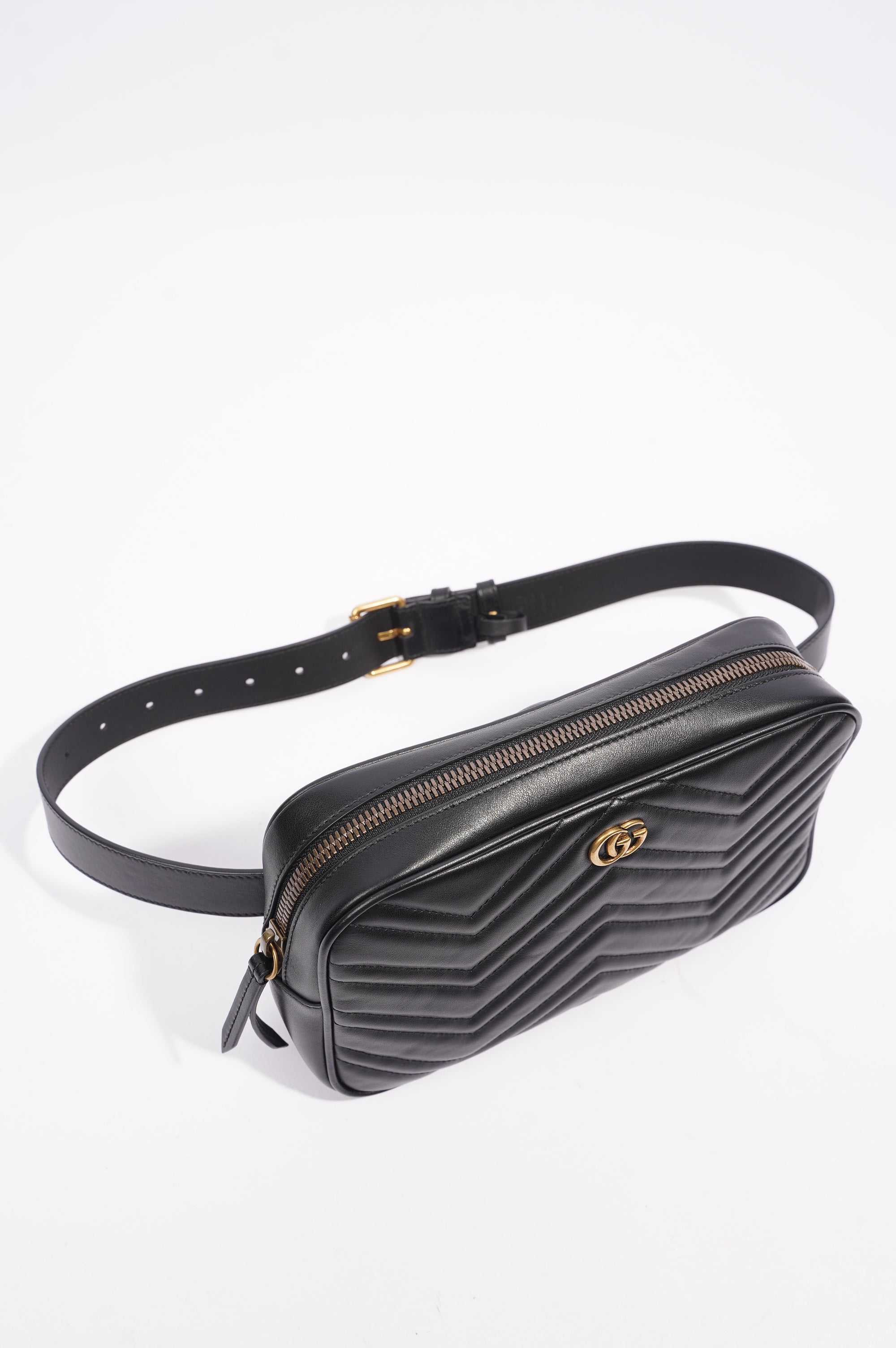 Gucci Marmont Belt Bag Black Matelasse Leather 80cm 32"