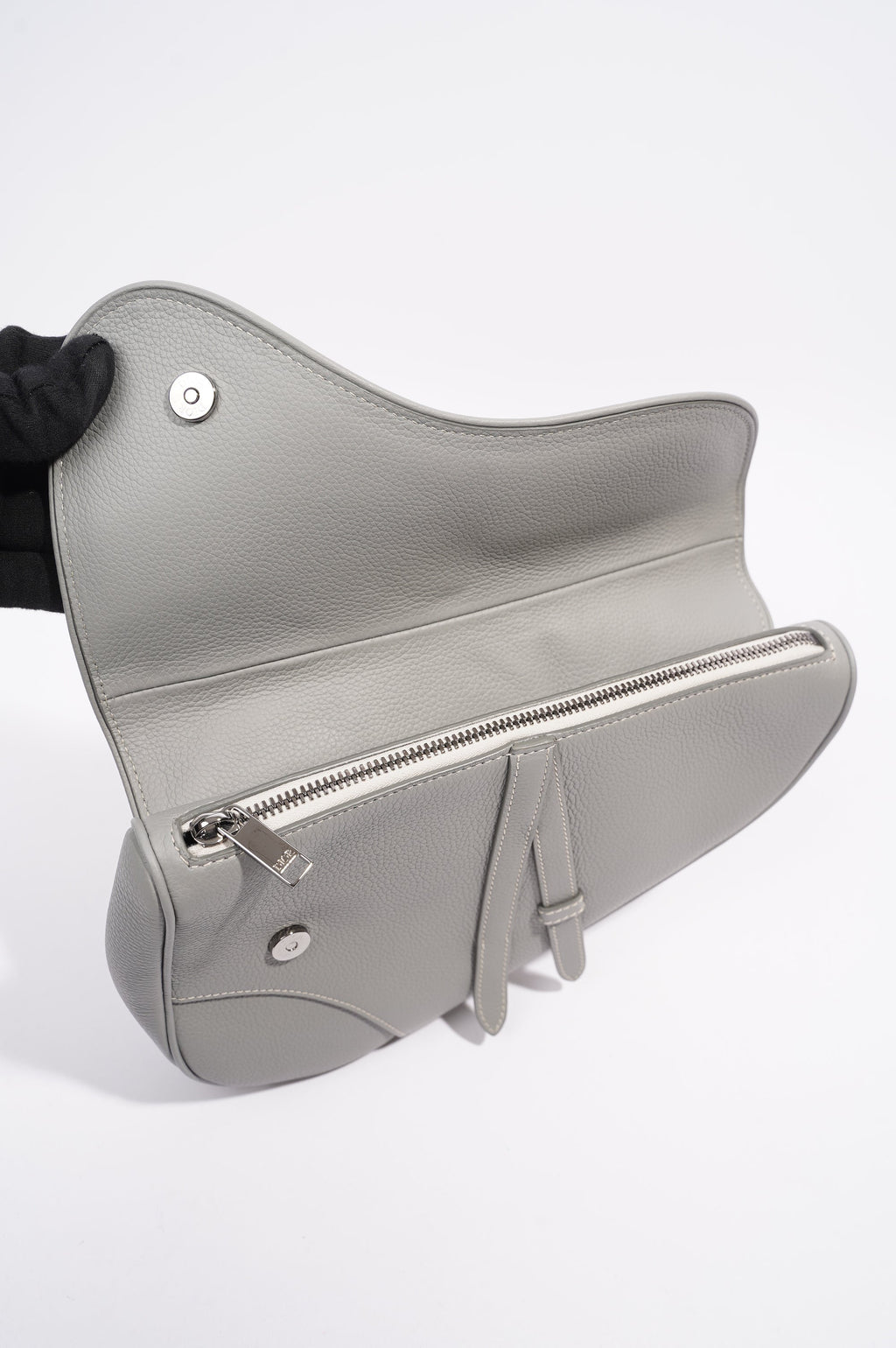 Christian Dior 1947 Saddle Bag Grey Leather OS