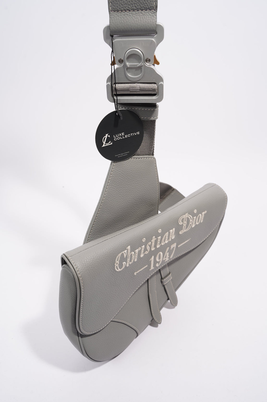 Christian Dior 1947 Saddle Bag Grey Leather OS