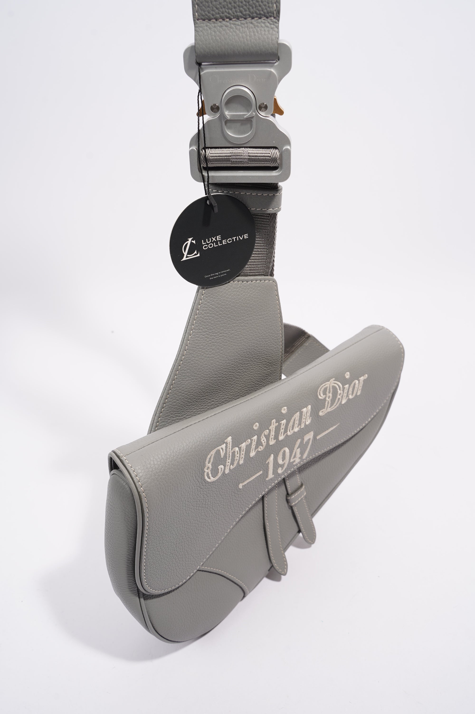 Christian Dior 1947 Saddle Bag Grey Leather OS