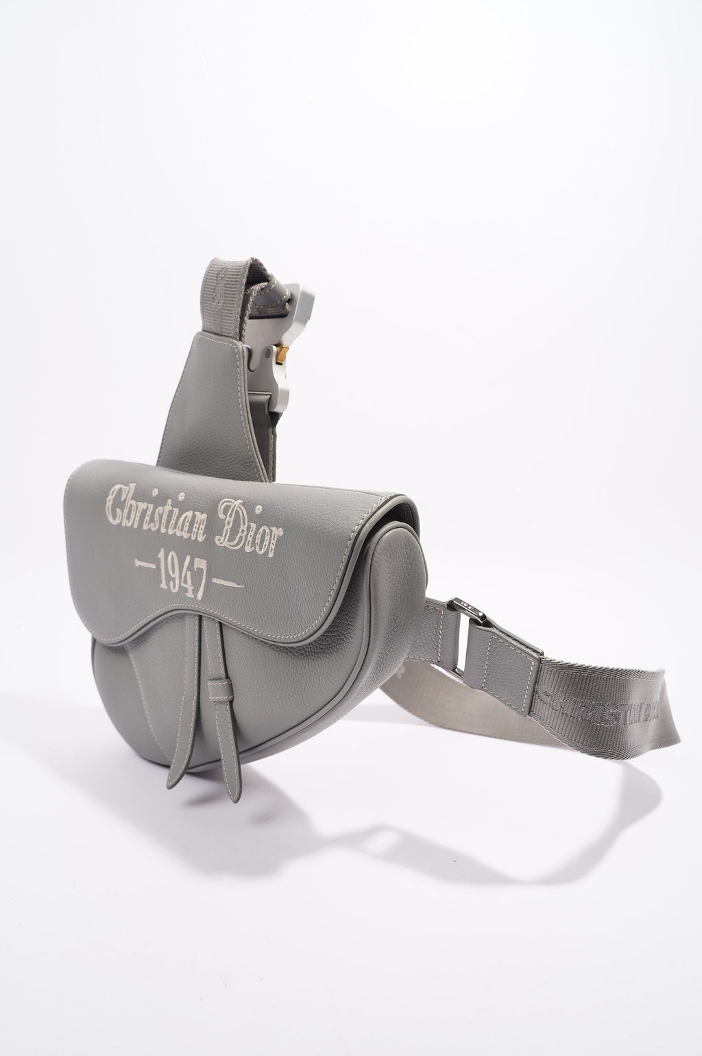 Christian Dior 1947 Saddle Bag Grey Leather OS