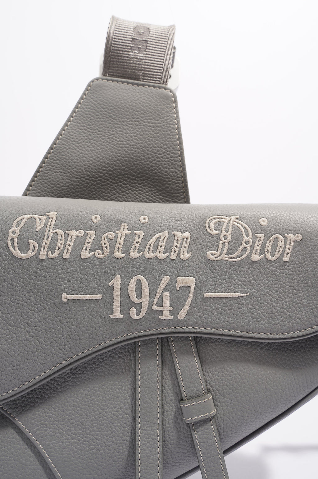 Christian Dior 1947 Saddle Bag Grey Leather OS