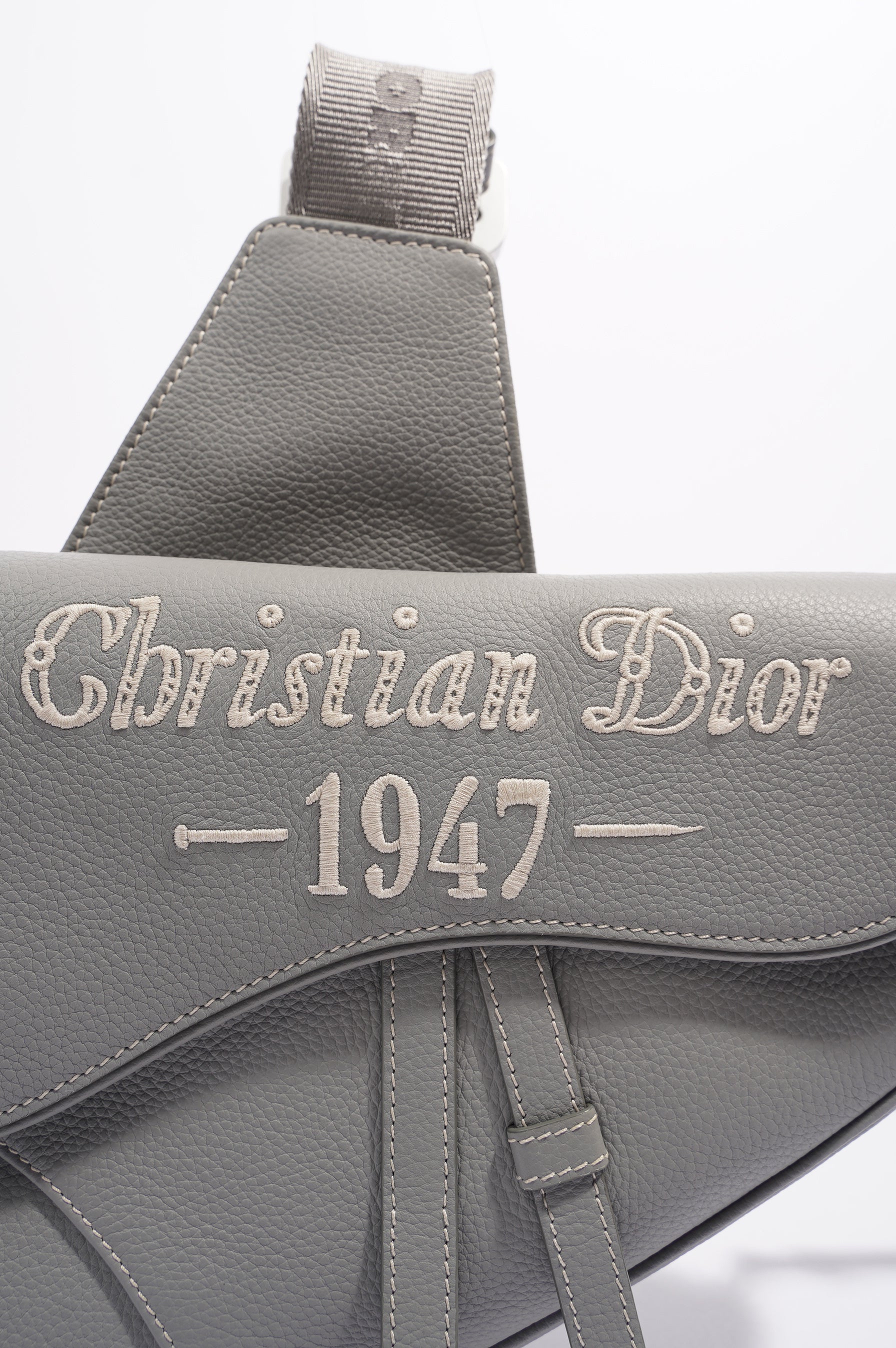 Christian Dior 1947 Saddle Bag Grey Leather OS