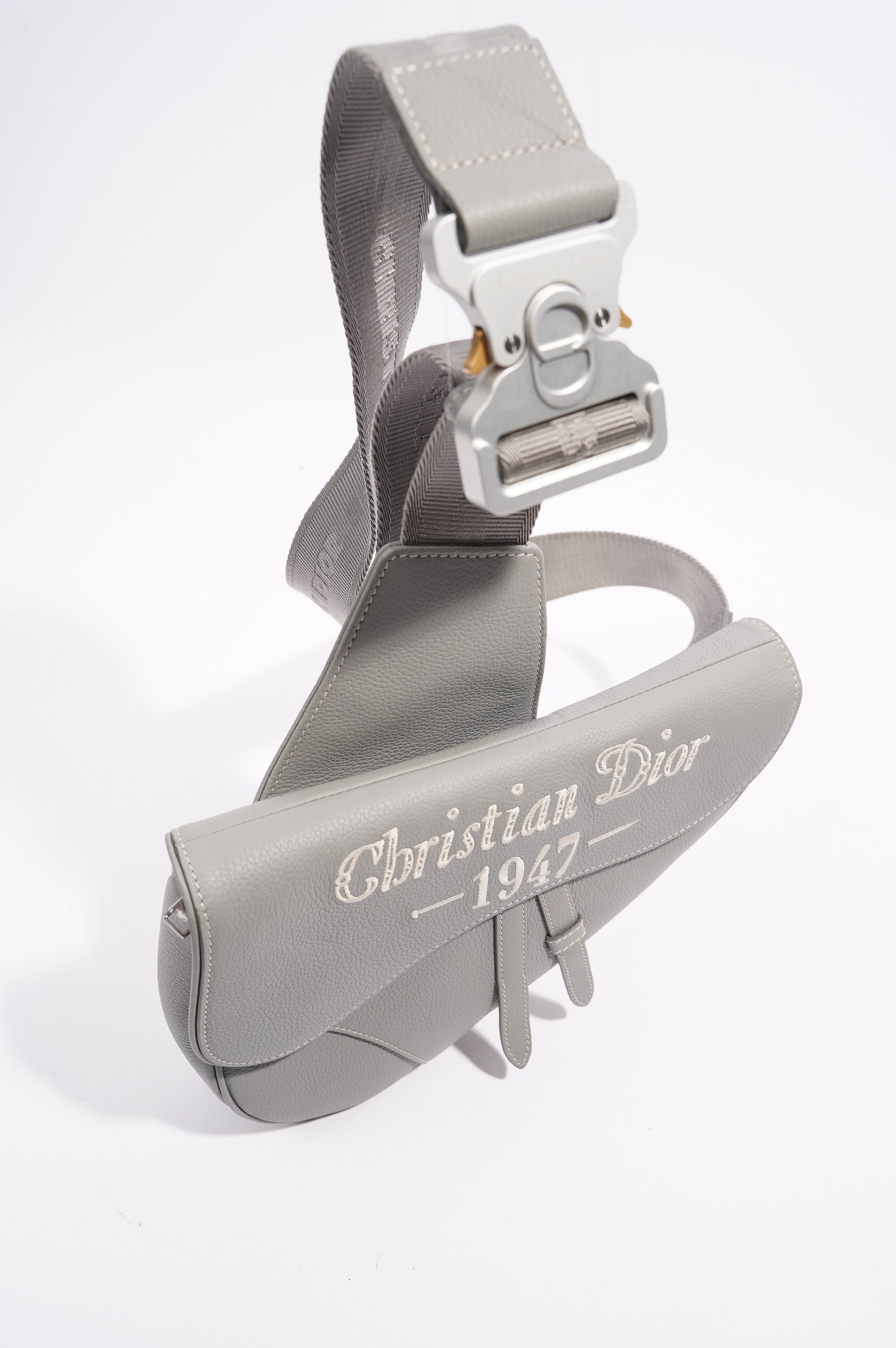 Christian Dior 1947 Saddle Bag Grey Leather OS