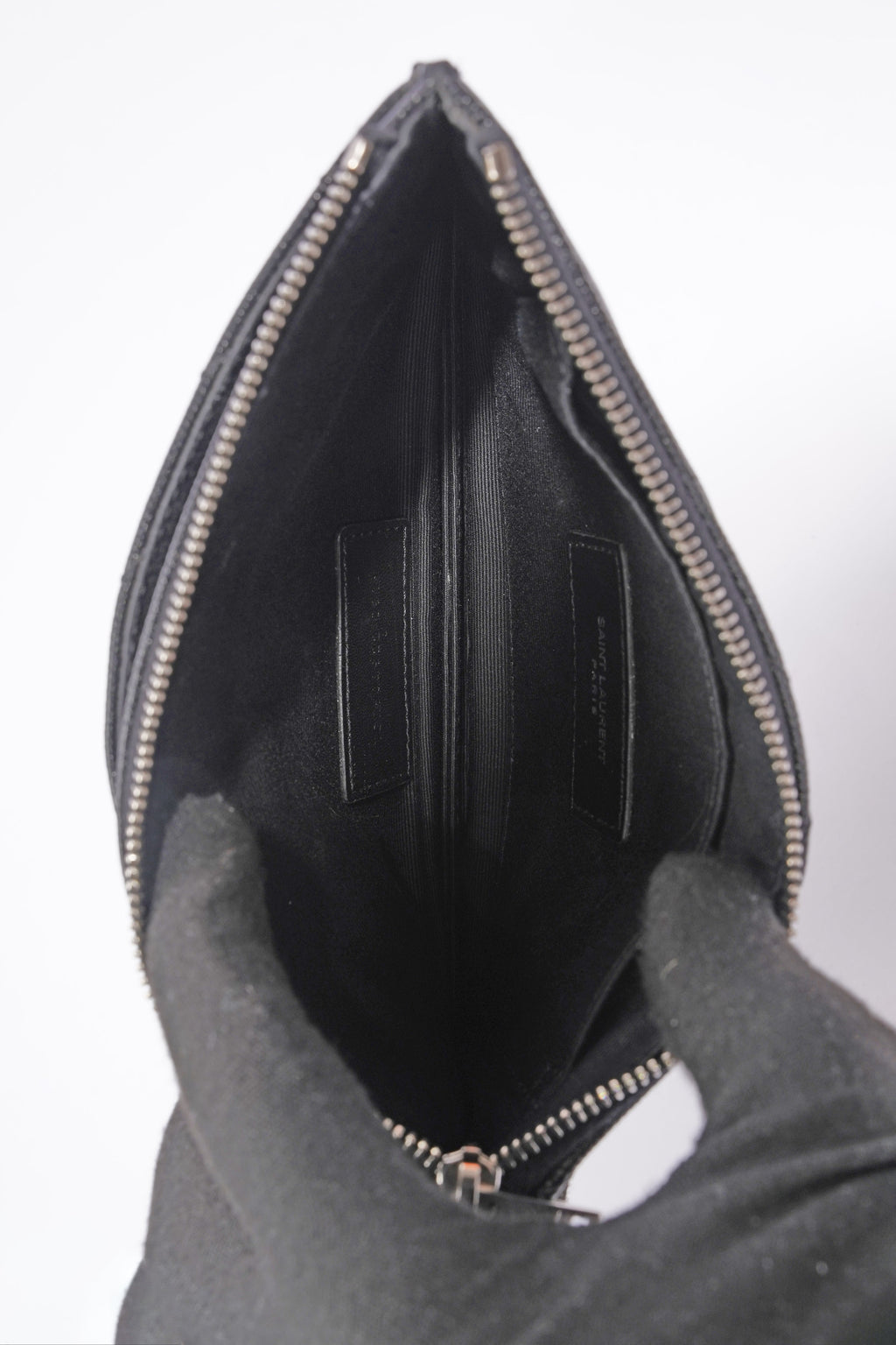 Saint Laurent Grain De Poudre Cassandra Bill Pouch Black Leather OS