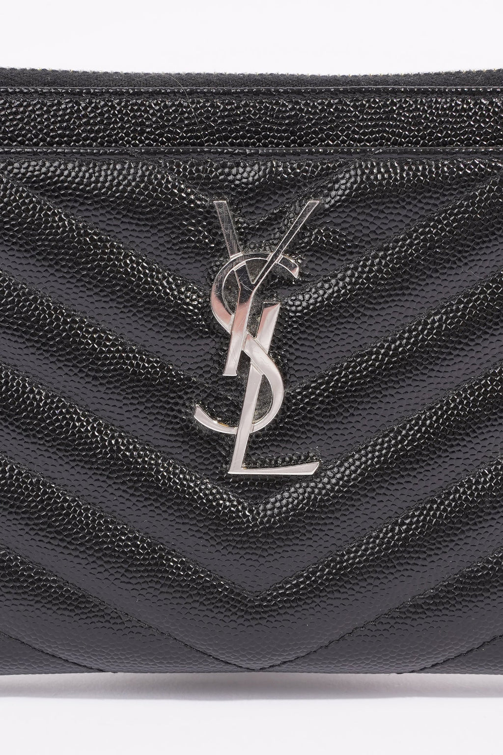 Saint Laurent Grain De Poudre Cassandra Bill Pouch Black Leather OS