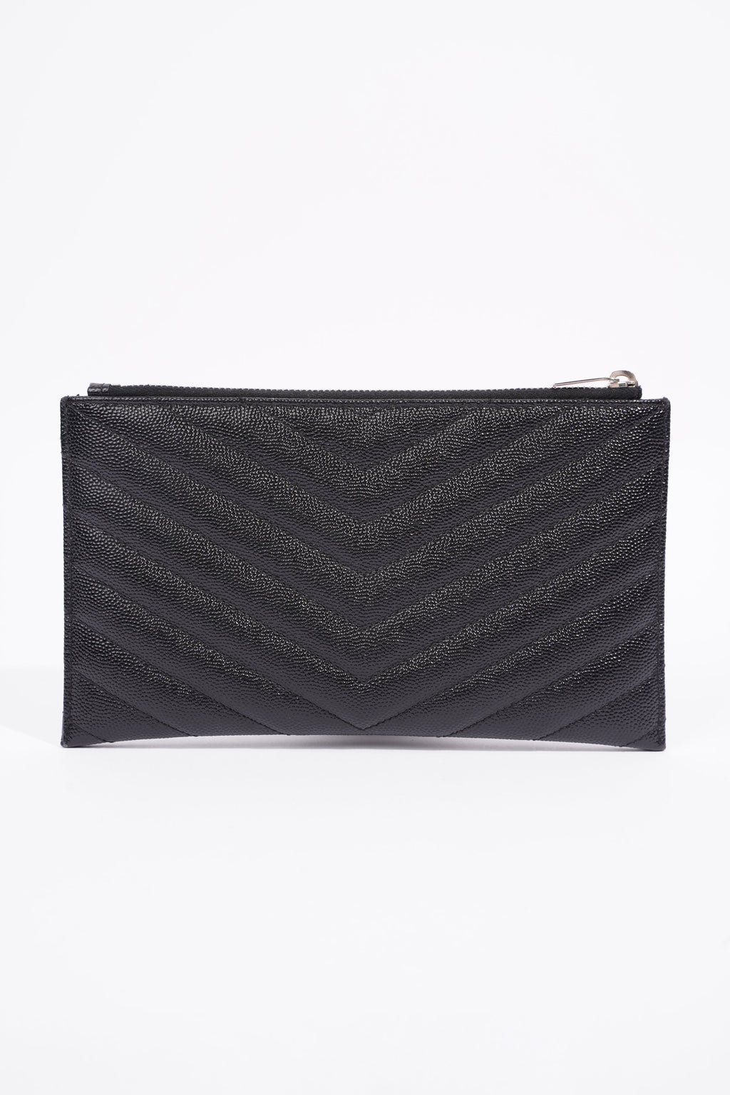 Saint Laurent Grain De Poudre Cassandra Bill Pouch Black Leather OS