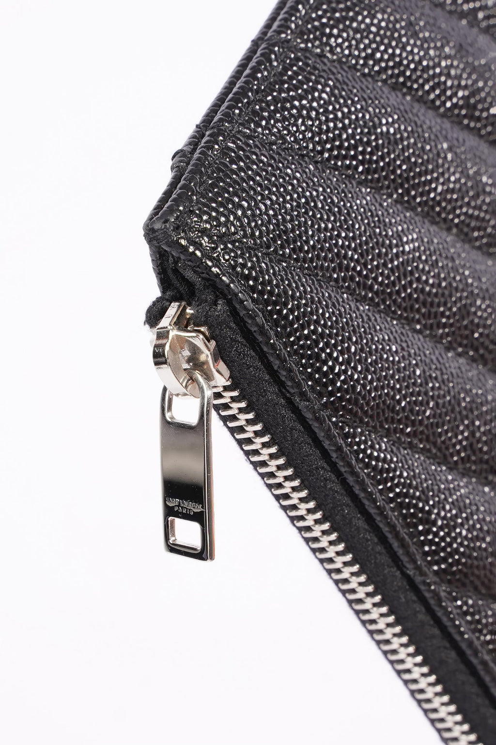 Saint Laurent Grain De Poudre Cassandra Bill Pouch Black Leather OS