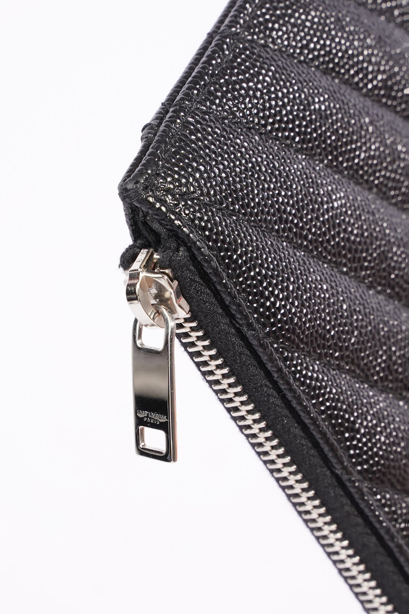 Saint Laurent Grain De Poudre Cassandra Bill Pouch Black Leather OS