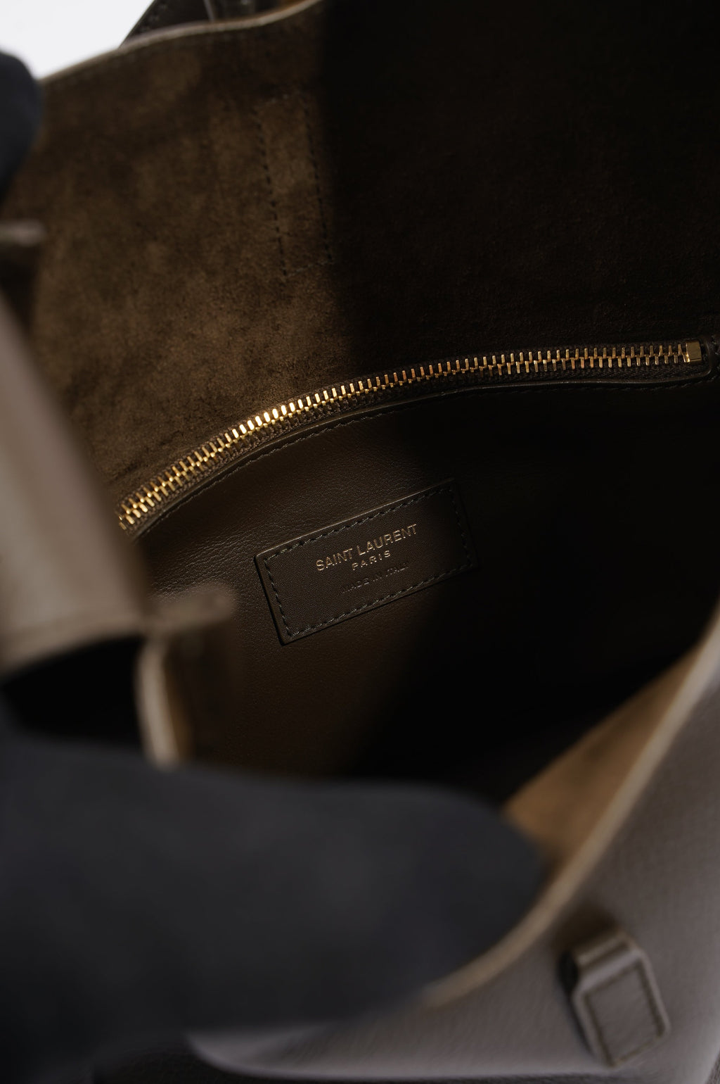 Saint Laurent Le 5 a 7 Supple Khaki Calfskin Leather