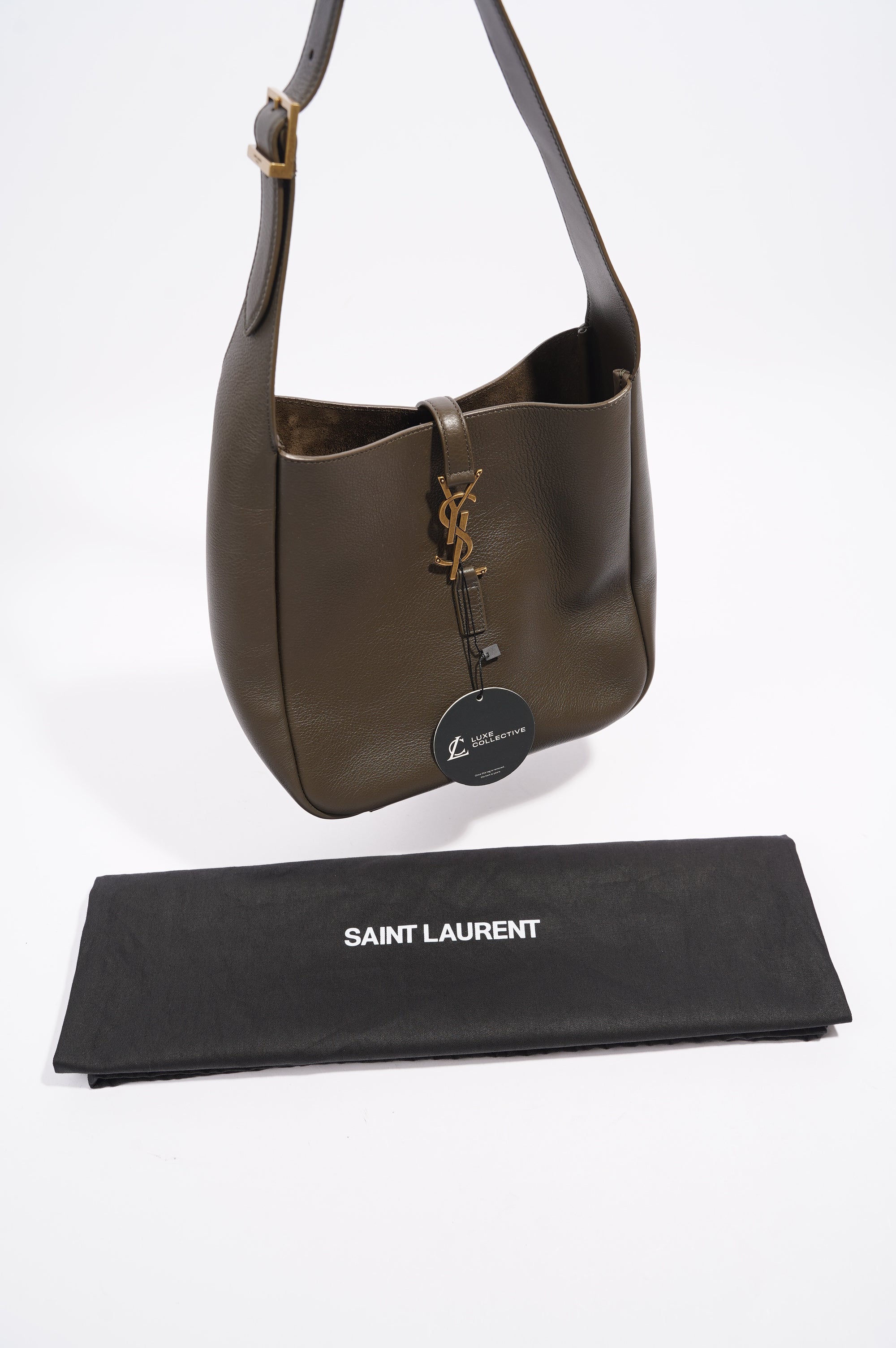 Saint Laurent Le 5 a 7 Supple Khaki Calfskin Leather