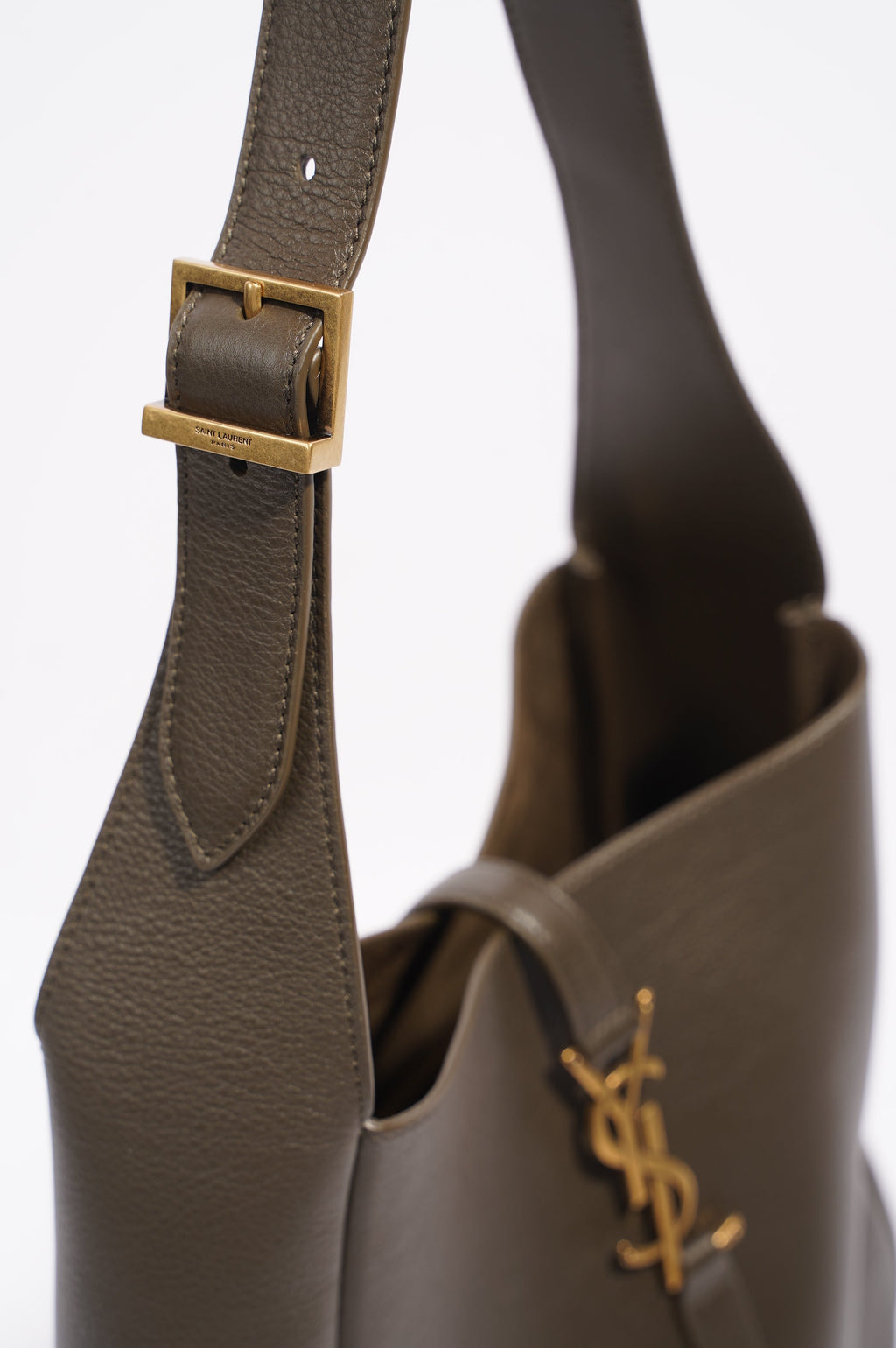 Saint Laurent Le 5 a 7 Supple Khaki Calfskin Leather