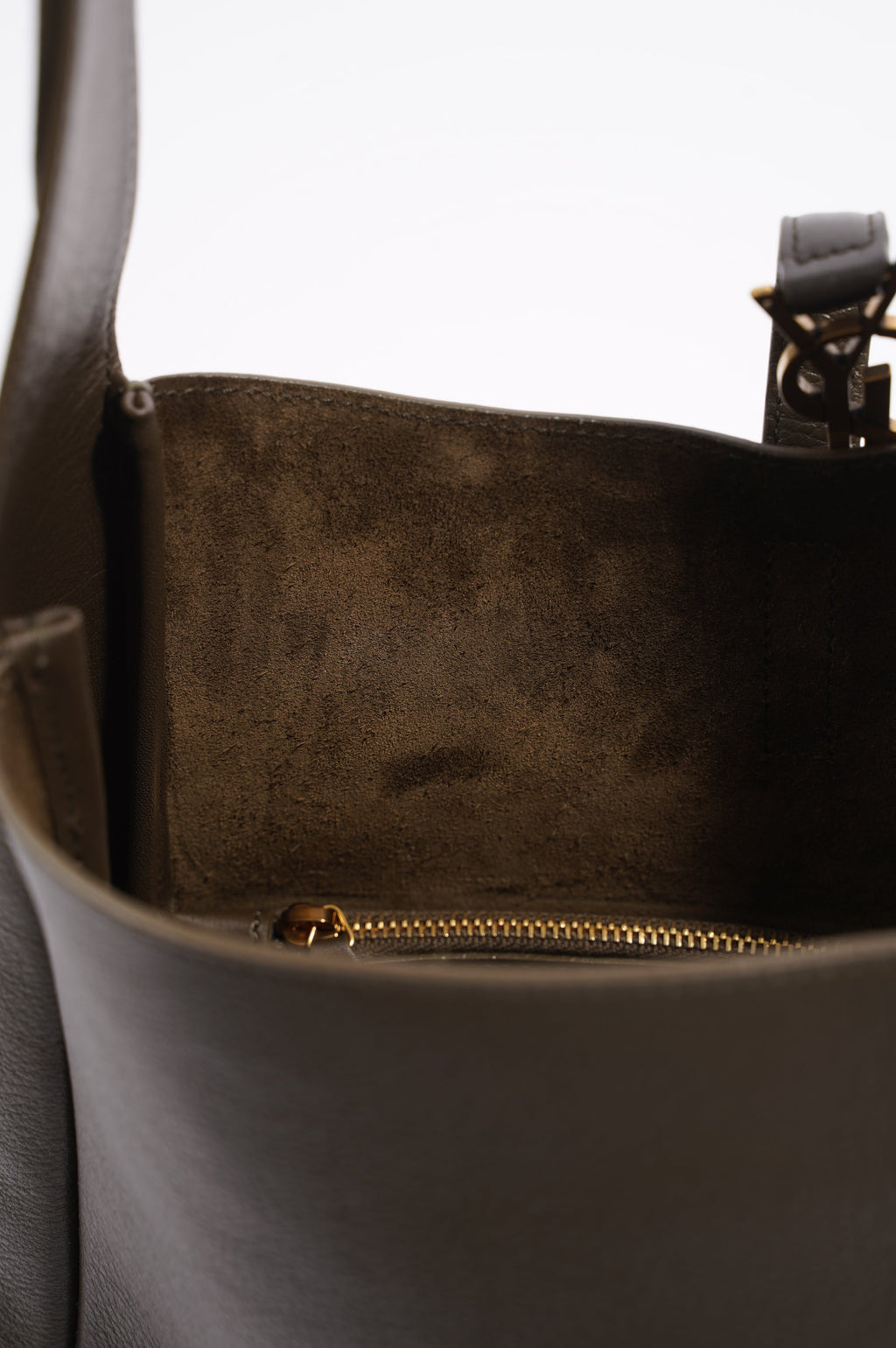 Saint Laurent Le 5 a 7 Supple Khaki Calfskin Leather