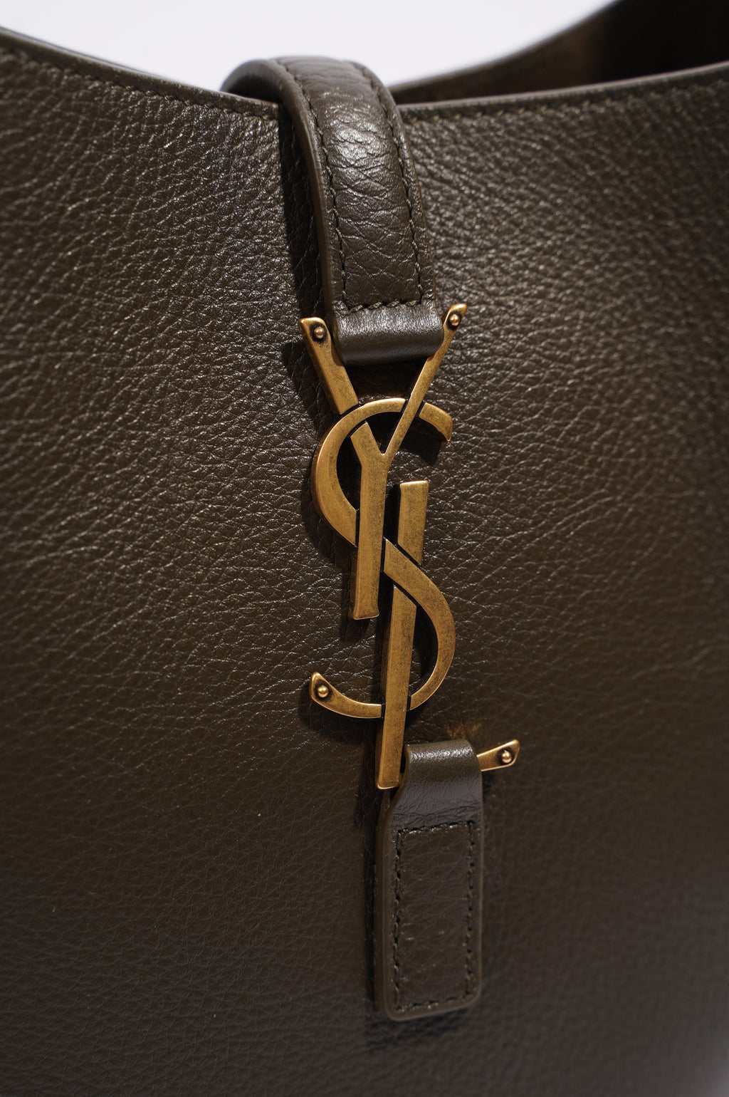 Saint Laurent Le 5 a 7 Supple Khaki Calfskin Leather