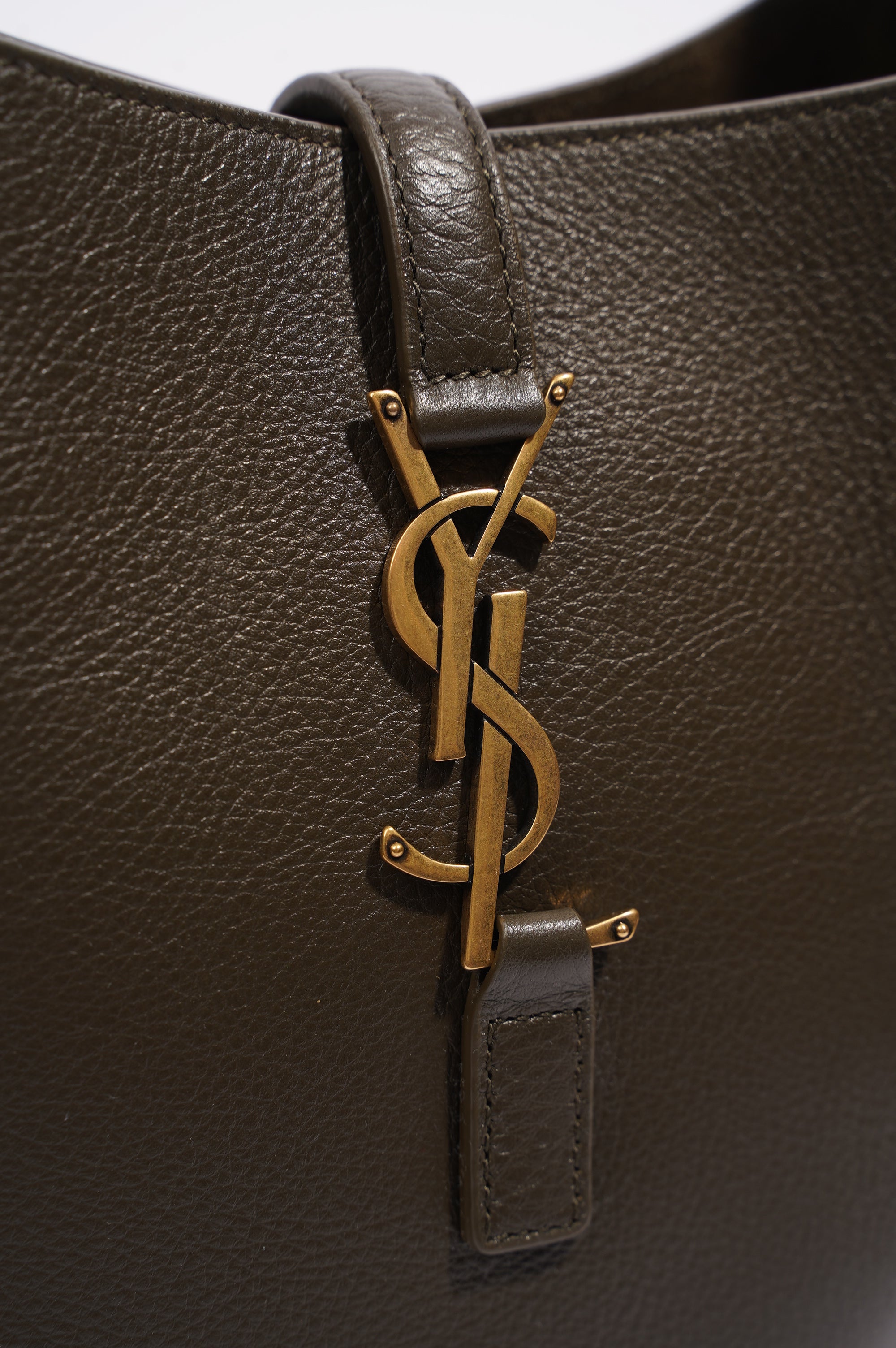 Saint Laurent Le 5 a 7 Supple Khaki Calfskin Leather