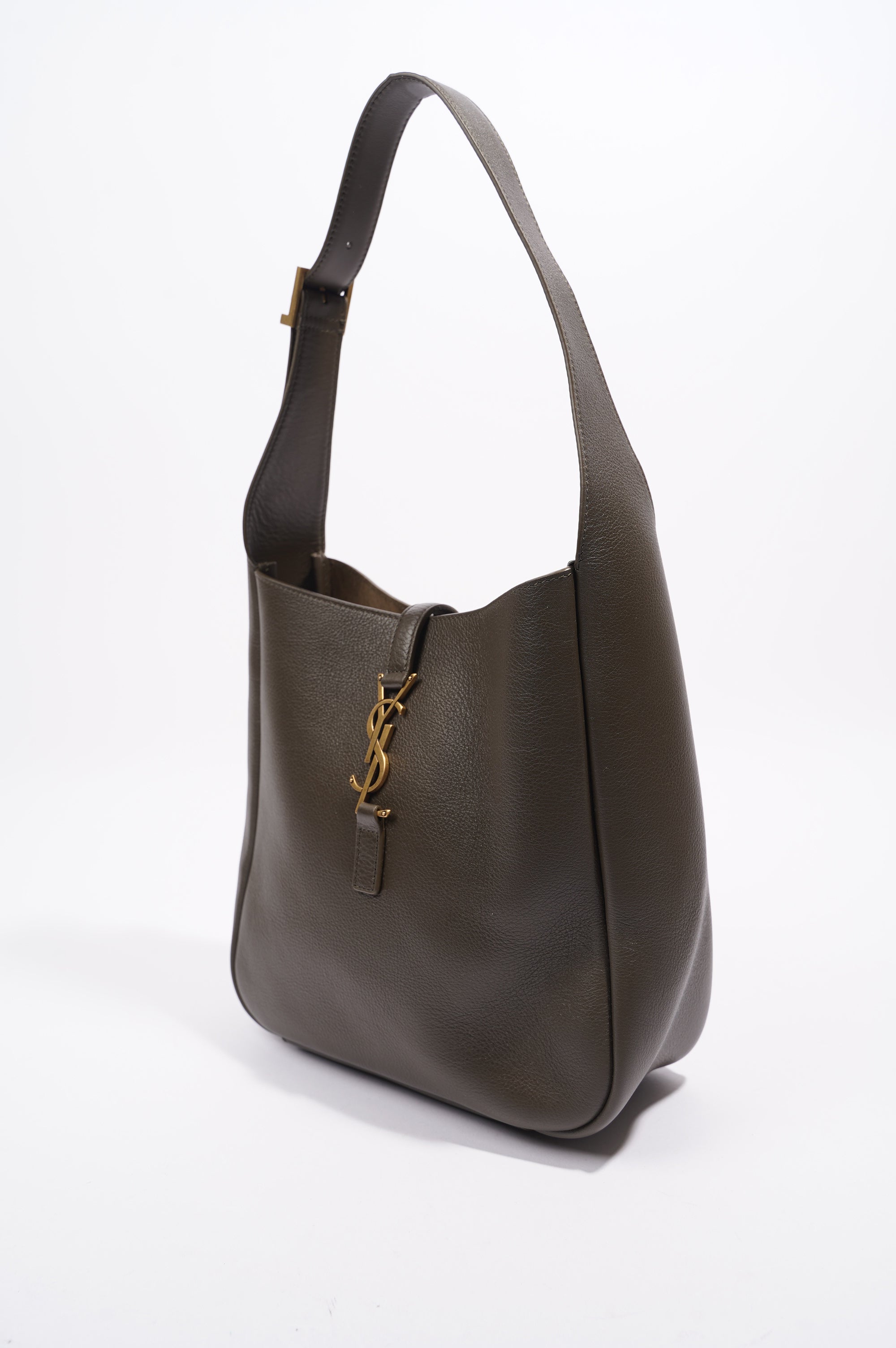 Saint Laurent Le 5 a 7 Supple Khaki Calfskin Leather