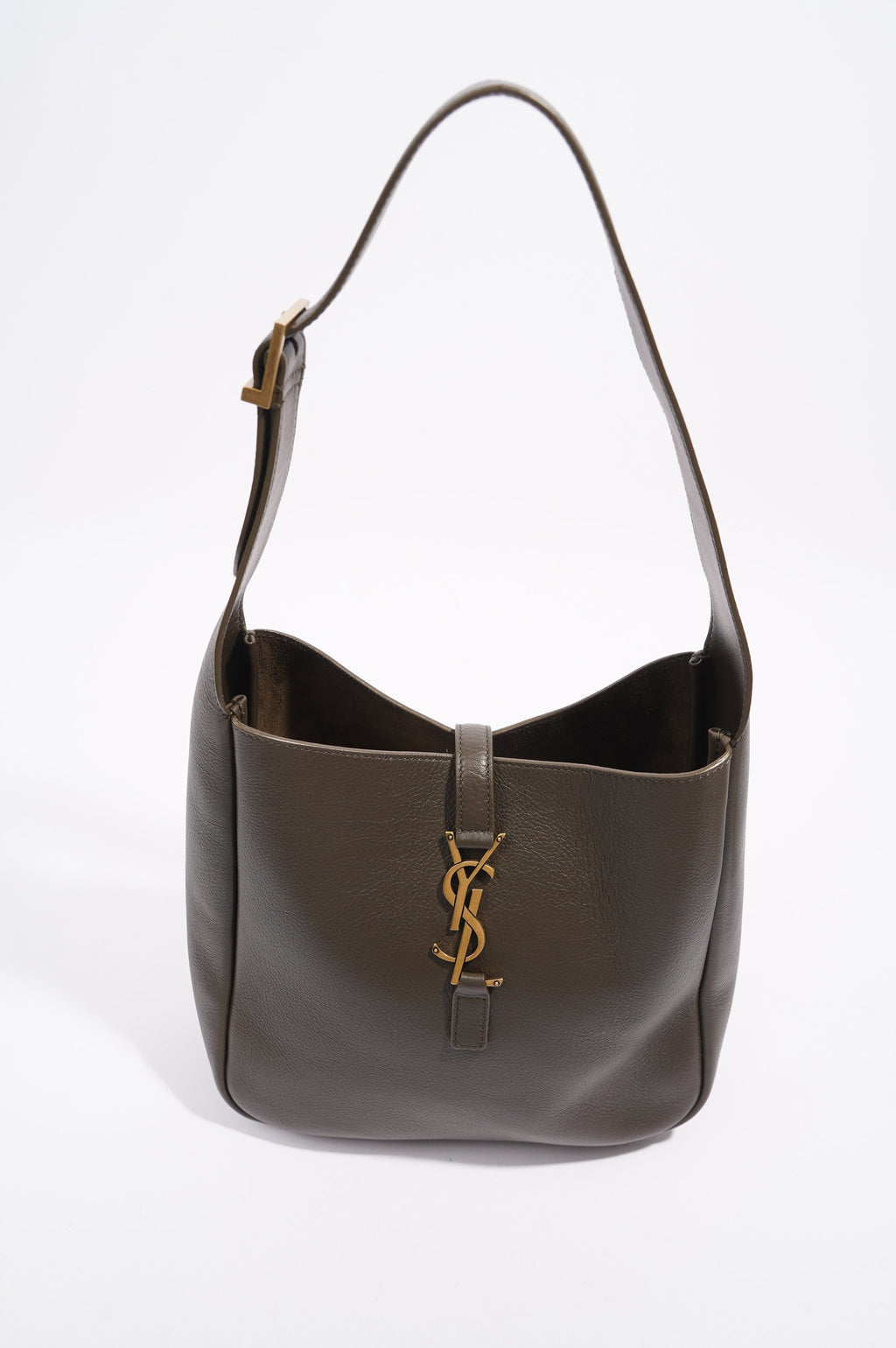 Saint Laurent Le 5 a 7 Supple Khaki Calfskin Leather