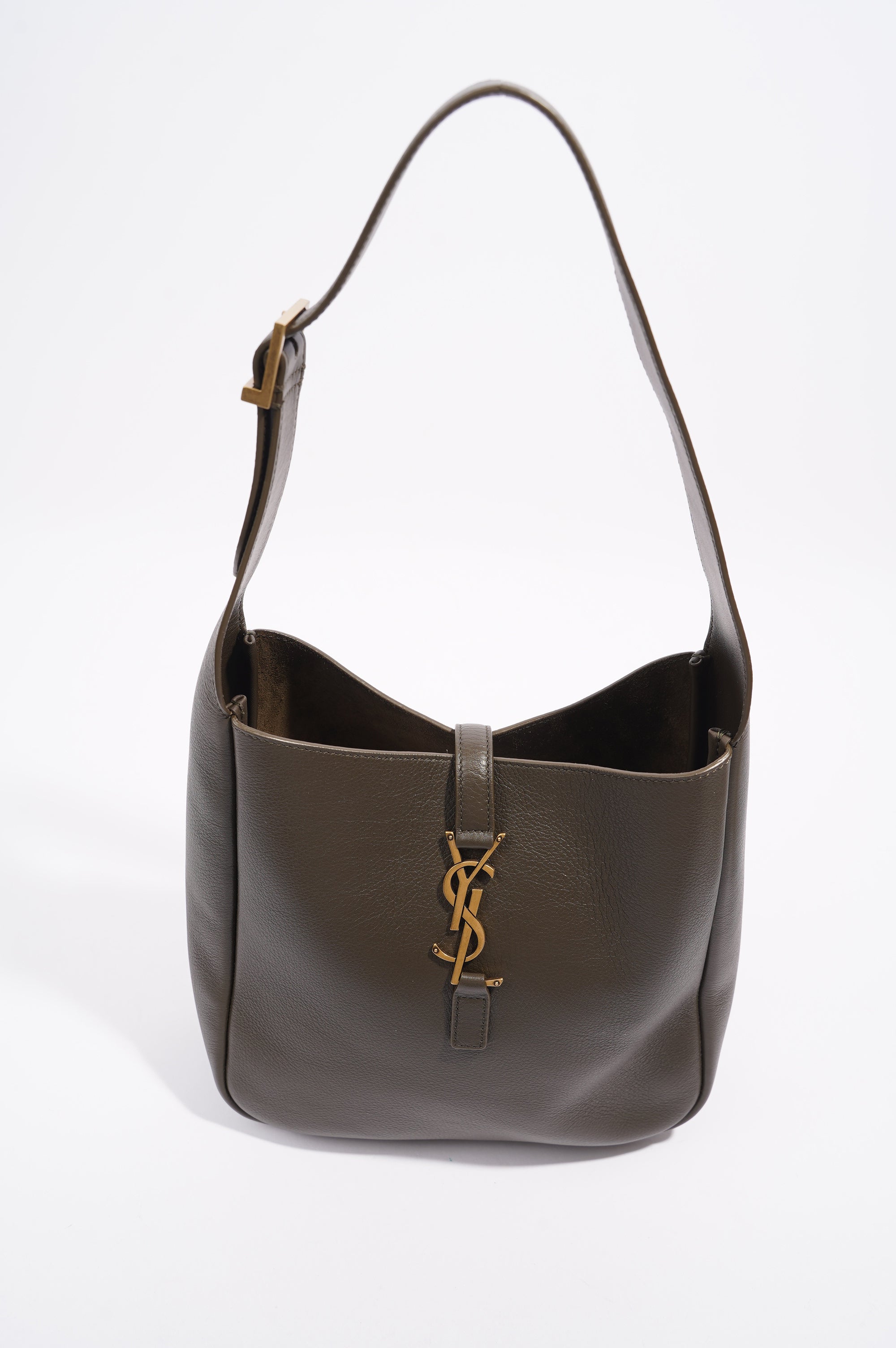 Saint Laurent Le 5 a 7 Supple Khaki Calfskin Leather