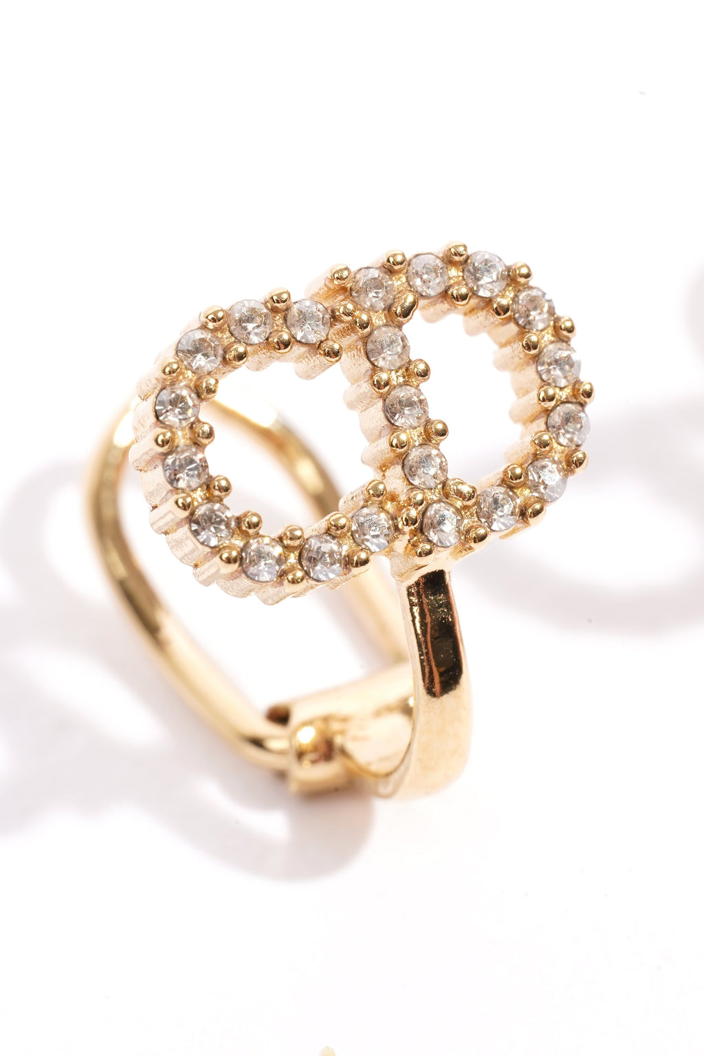 Christian Dior Clair D Lune Clip On Earrings White Crystal Gold Plated