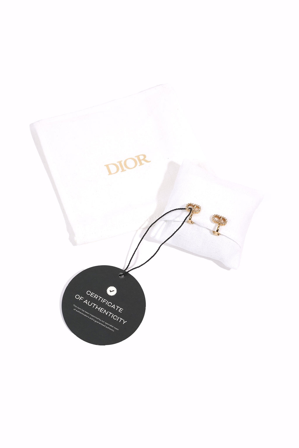Christian Dior Clair D Lune Clip On Earrings White Crystal Gold Plated