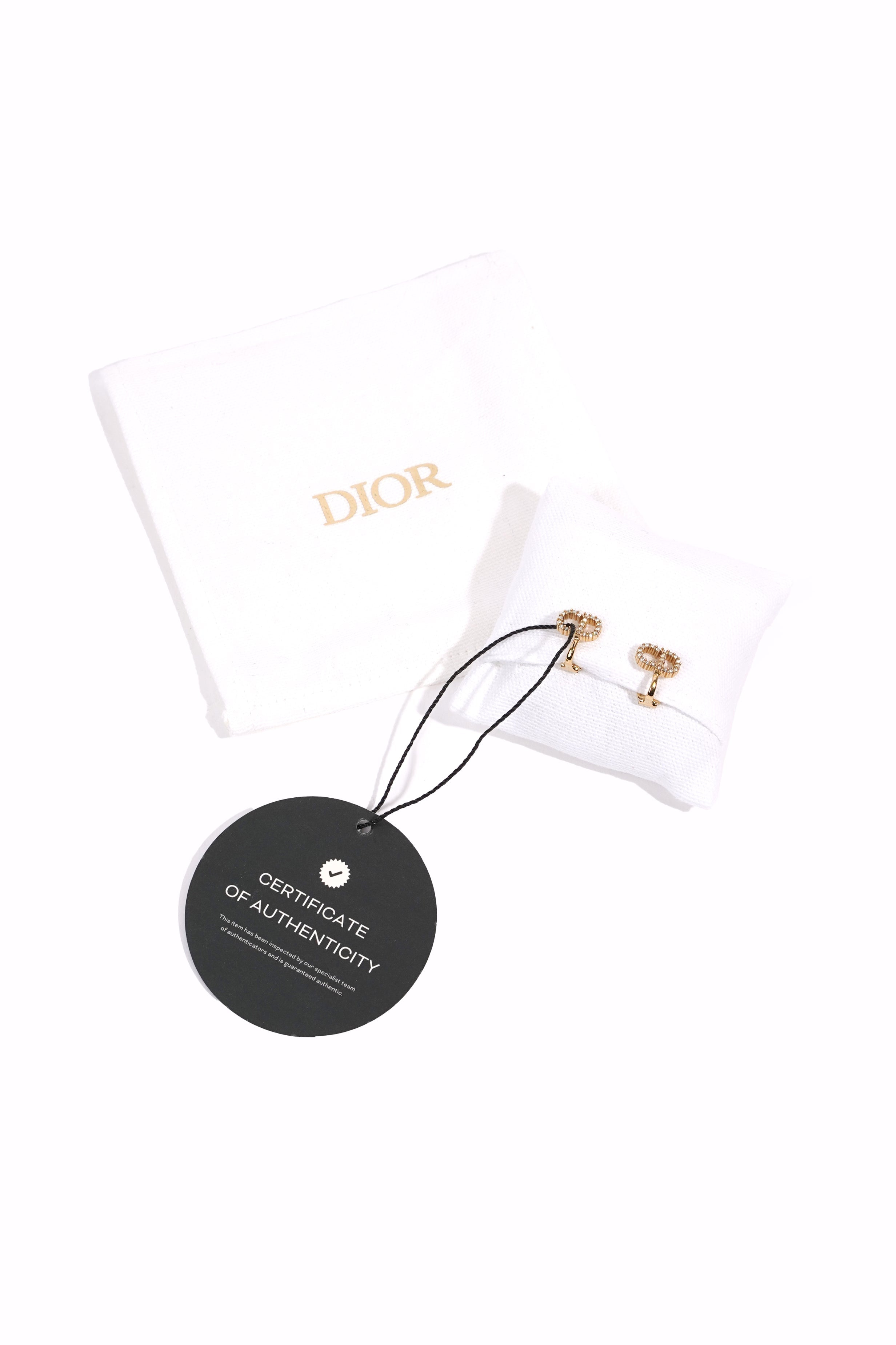 Christian Dior Clair D Lune Clip On Earrings White Crystal Gold Plated